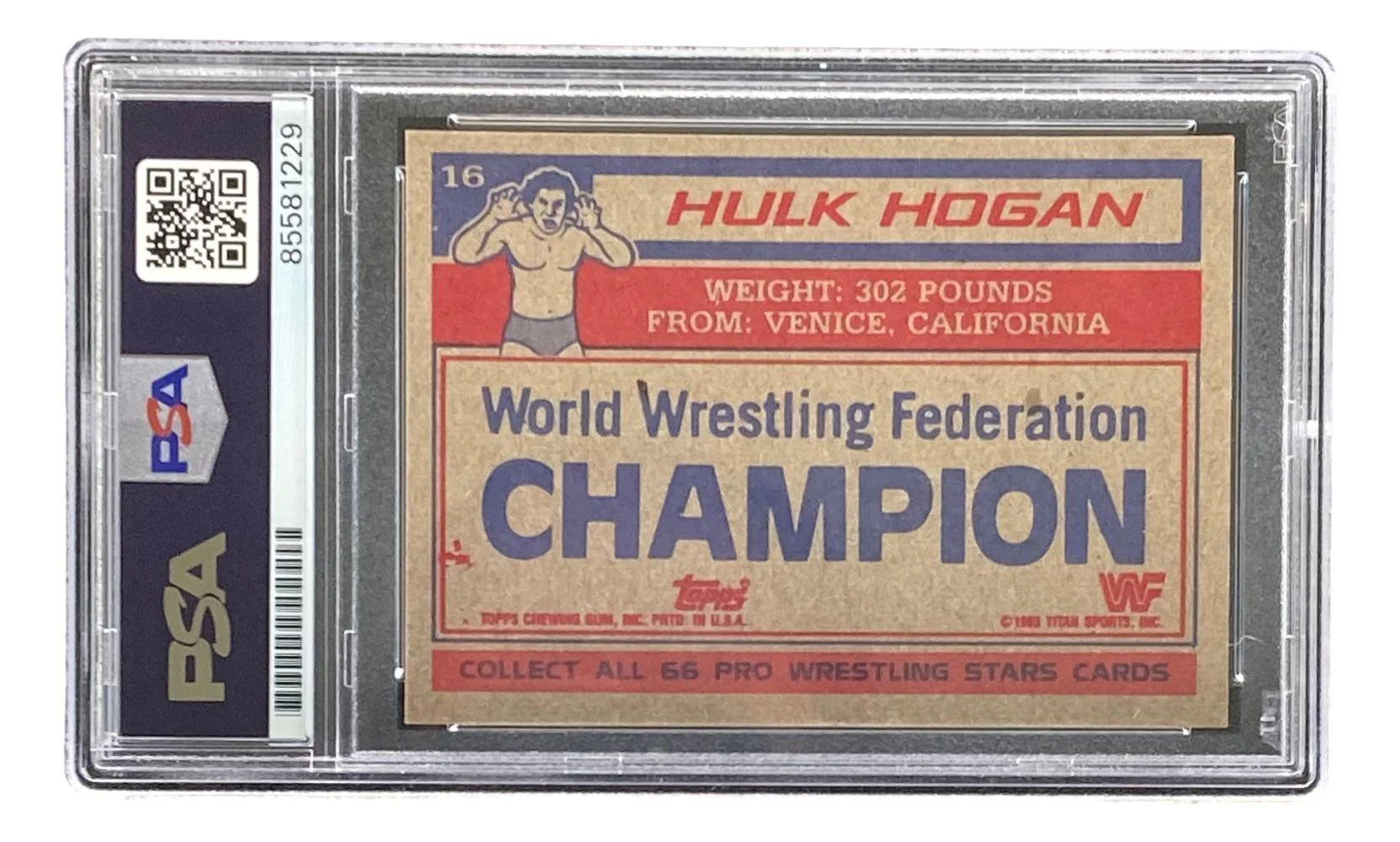 Hulk Hogan Signed 1985 Topps #16 WWF WWE Rookie Card PSA - Image 2