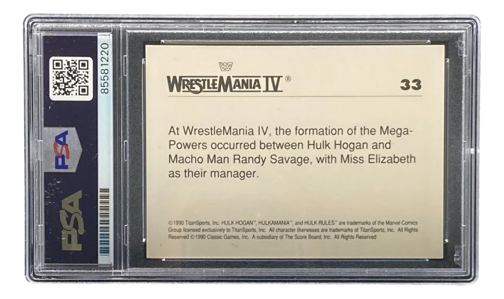 Hulk Hogan Signed 1990 Classic WWF Wrestlemania #33 Trading Card PSA 85581220 - Image 2