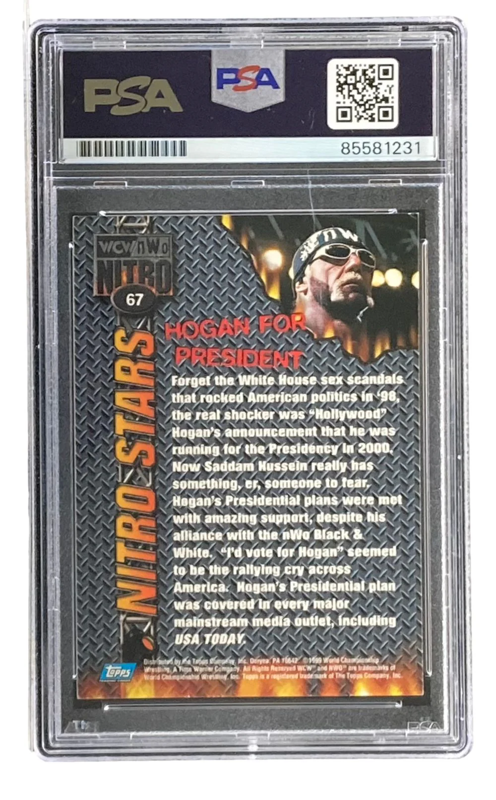 Hulk Hogan Signed 1999 Topps WCW NWO #67 Trading Card PSA - Image 2