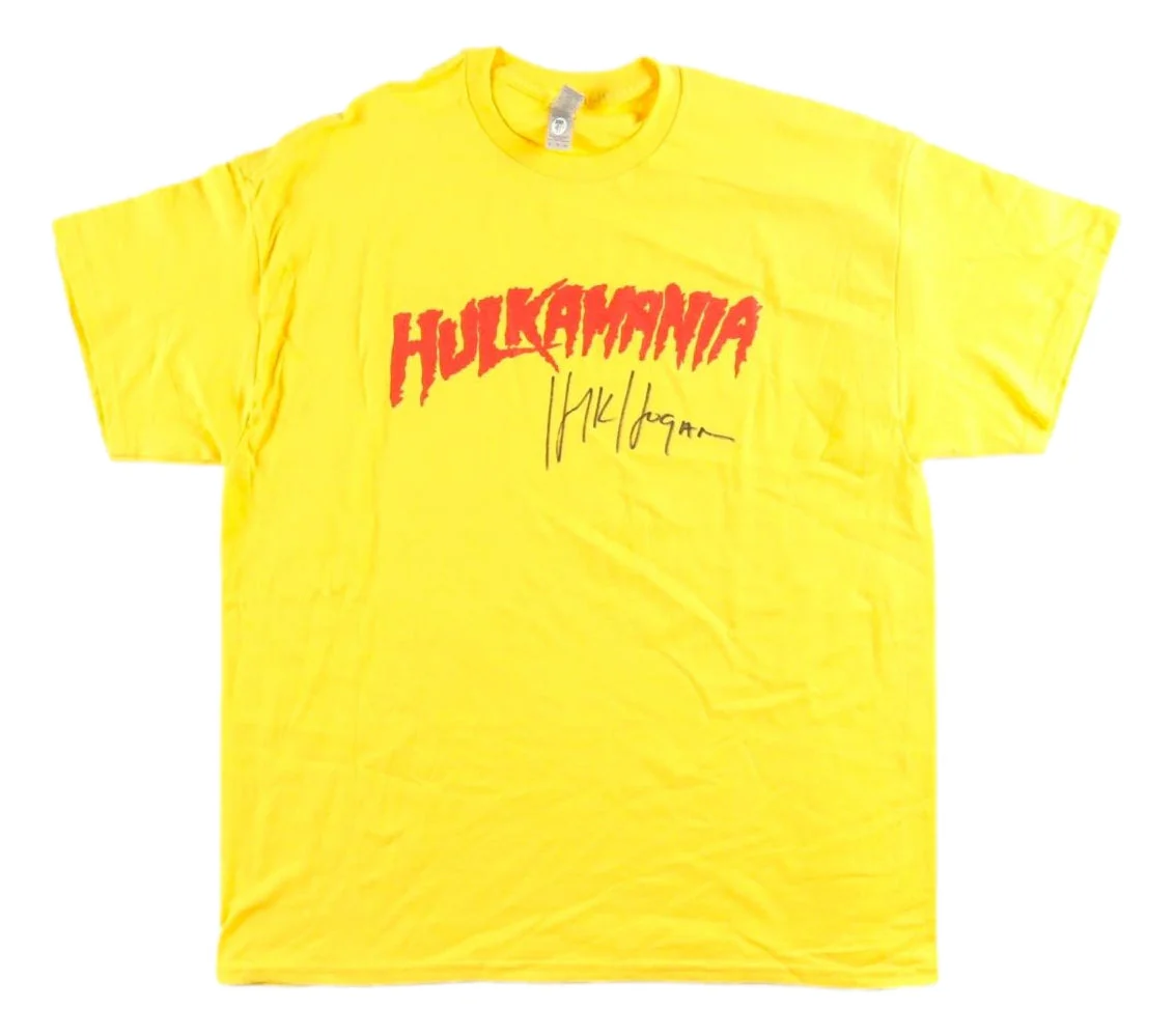 Hulk Hogan Signed WWE Hulkamania Yellow T-Shirt JSA