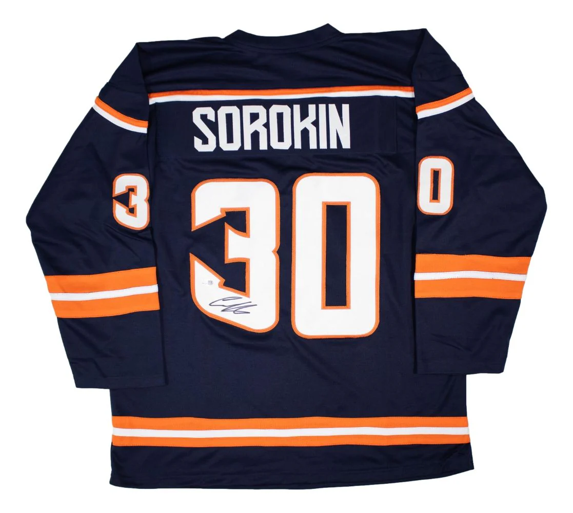Ilya Sorokin New York Signed Alternate Navy Hockey Jersey JSA Hologram