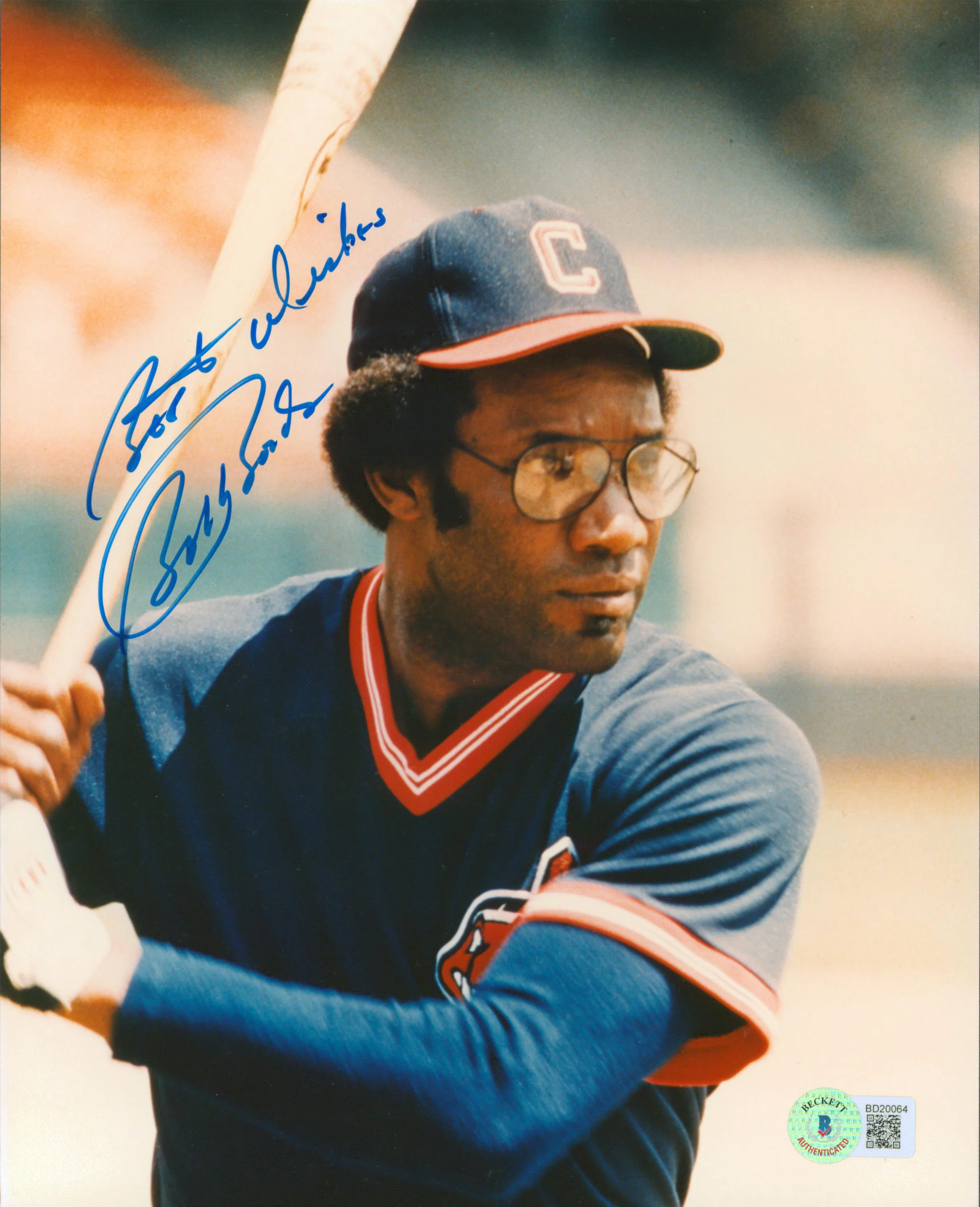 Indians Bobby Bonds "Best Wishes" Authentic Signed 8x10 Vertical Photo BAS - Image 2