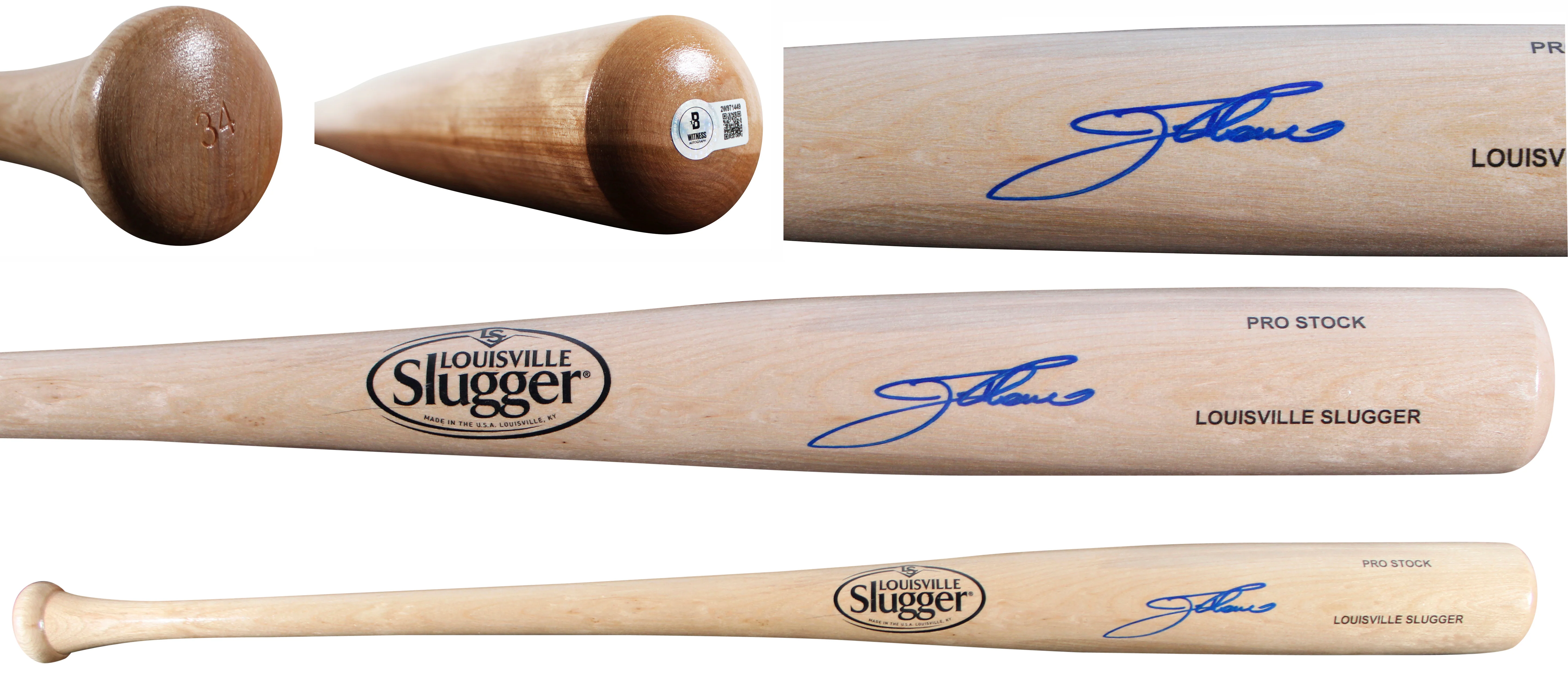 Indians Jim Thome Signed Blonde Louisville Slugger Baseball Bat BAS Witnessed - Image 2