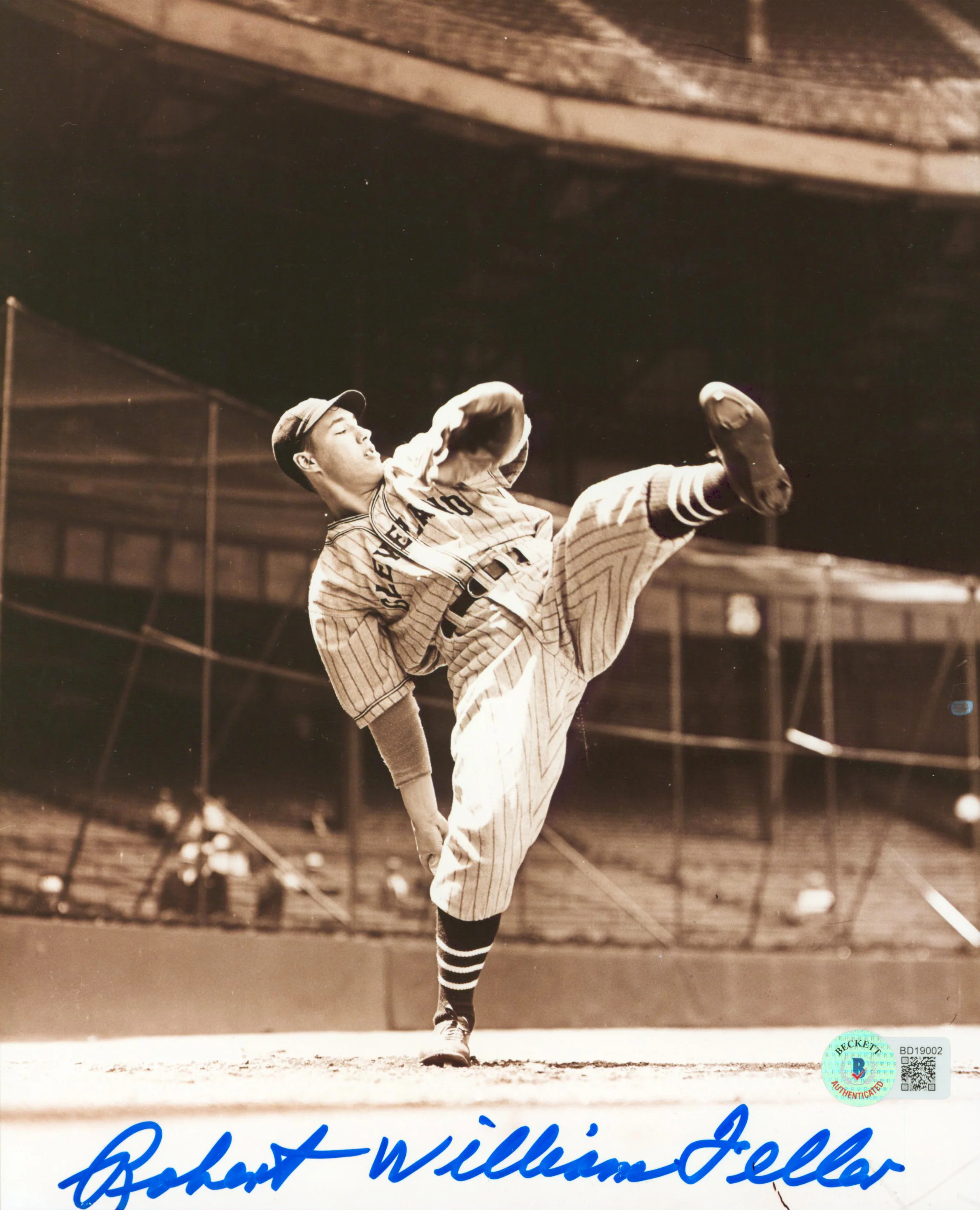 Indians Robert William Bob Feller Authentic Signed 8x10 Photo BAS #BD19002 - Image 2
