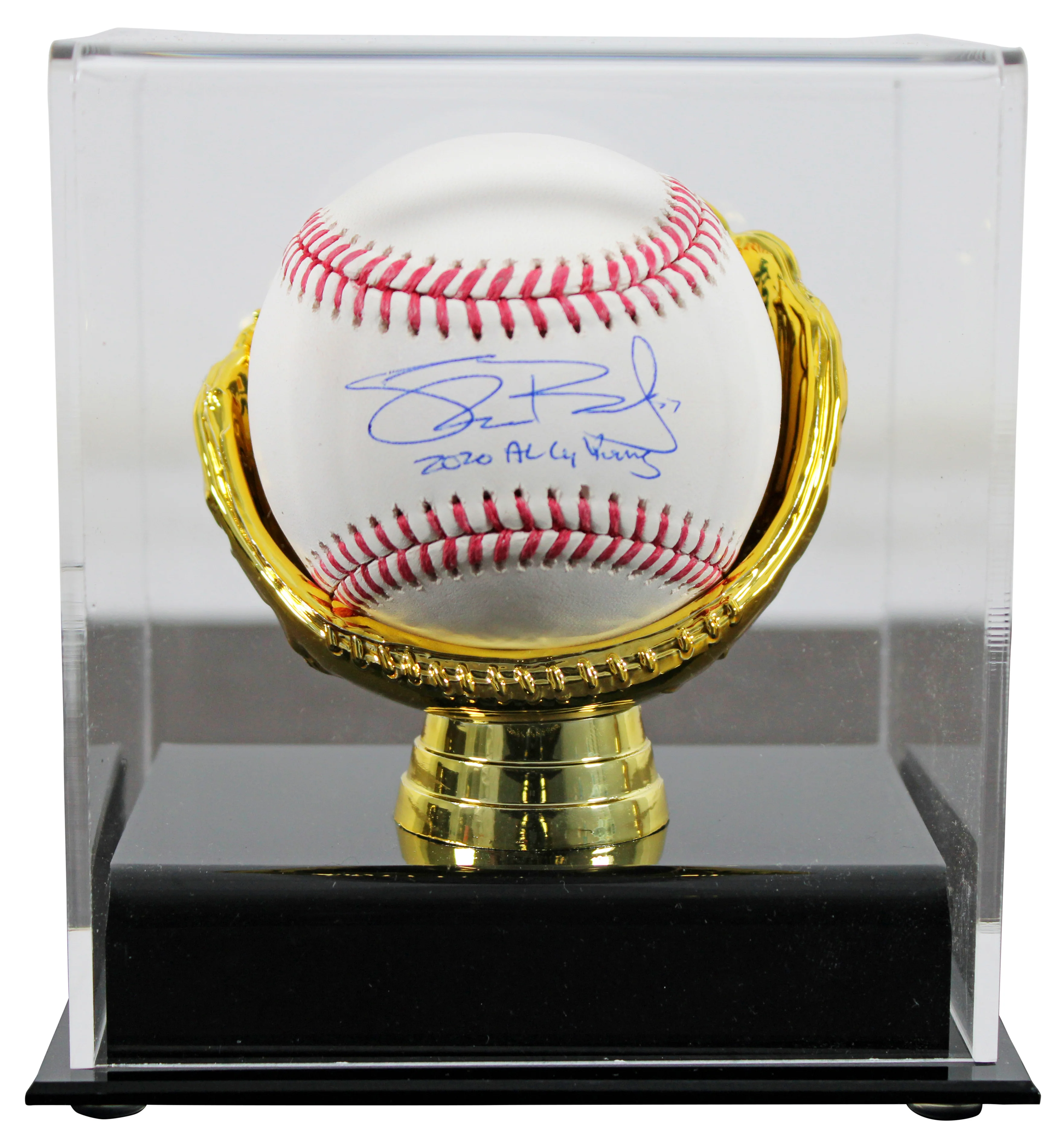 Indians Shane Bieber "2020 AL Cy Young" Signed Oml Baseball w/ Case BAS Witness - Image 2