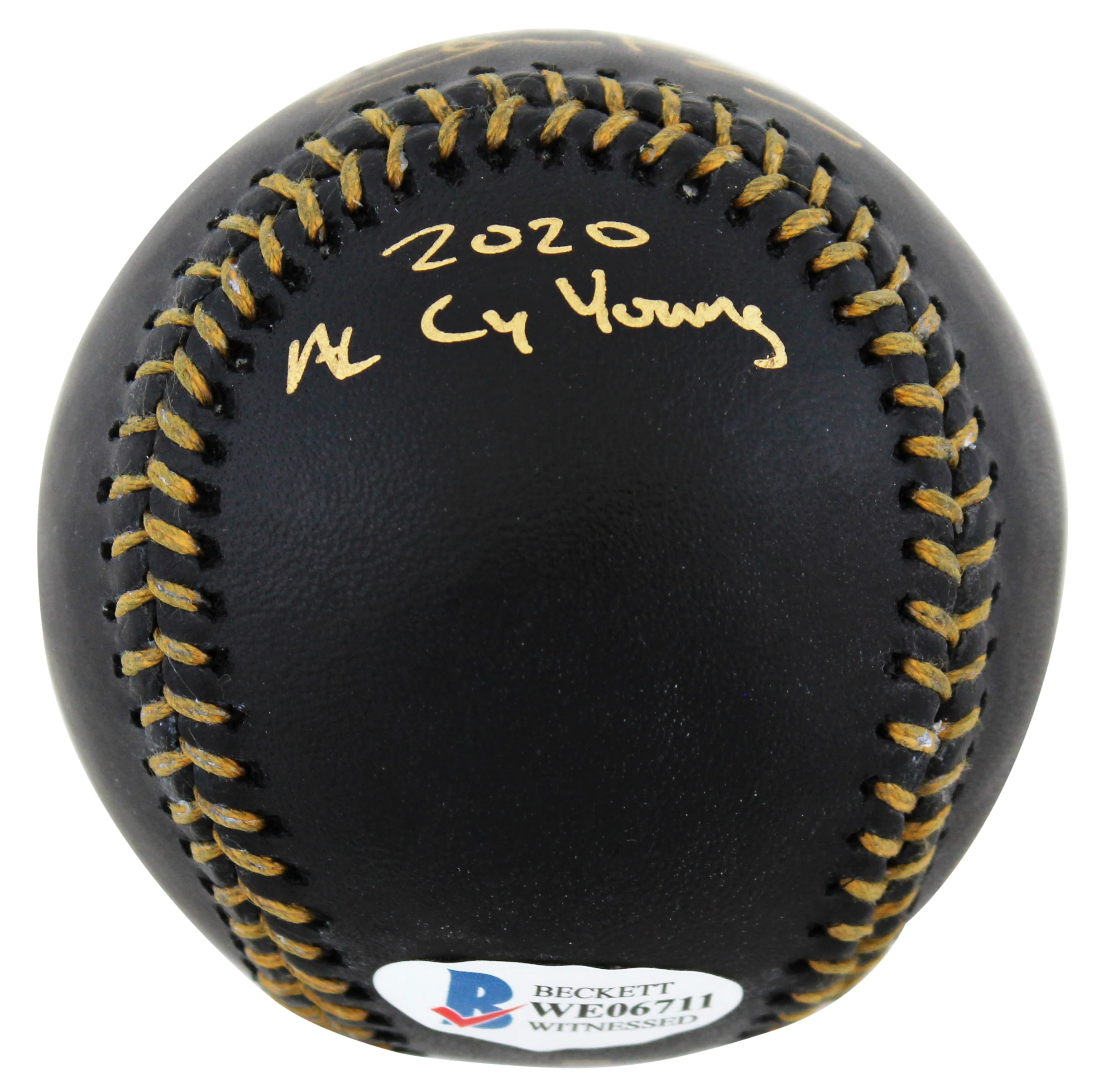 Indians Shane Bieber "2x Insc" Authentic Signed Black Oml Baseball BAS Witnessed - Image 4