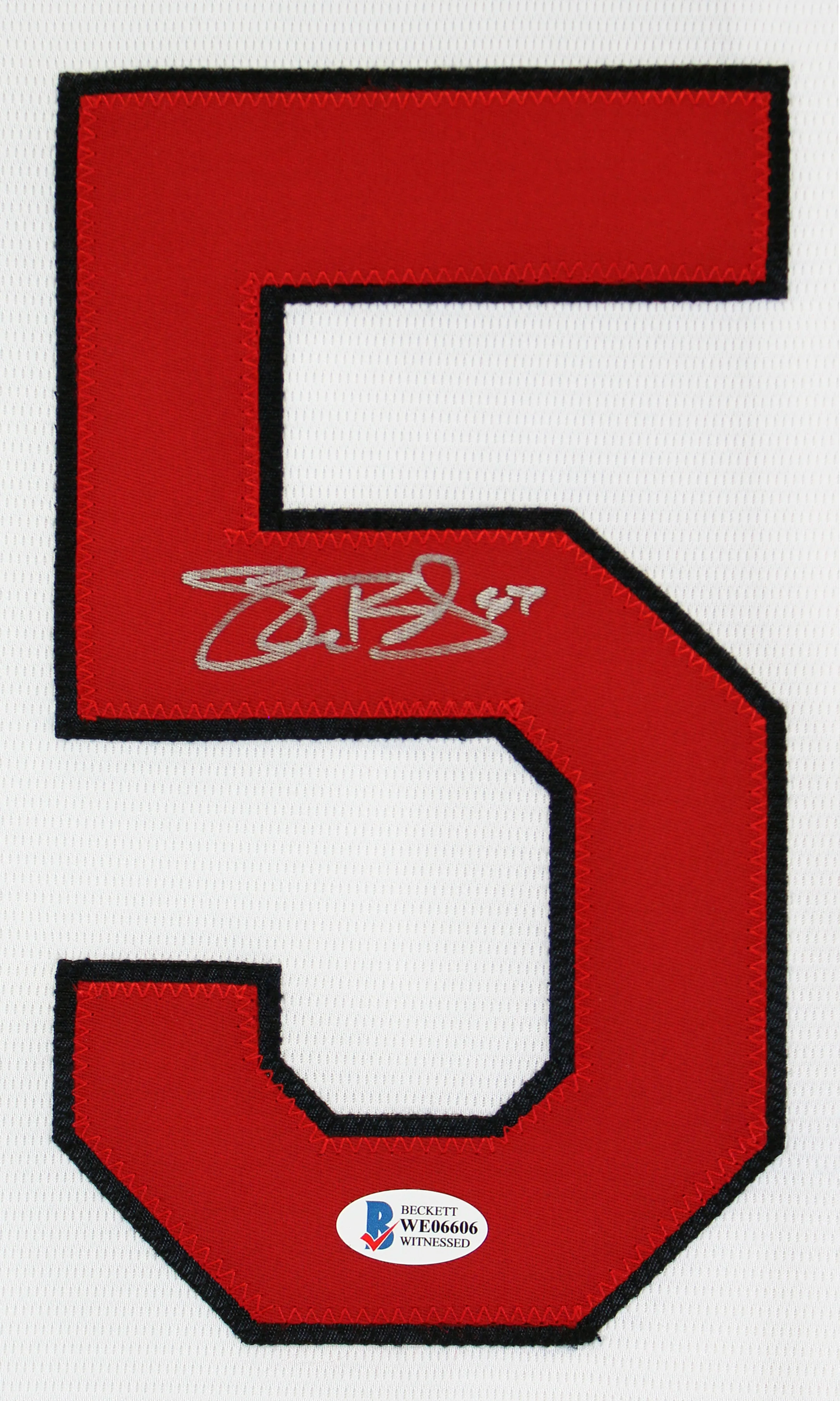Indians Shane Bieber Signed White Majestic Cool Base Jersey Framed Jersey BAS - Image 3