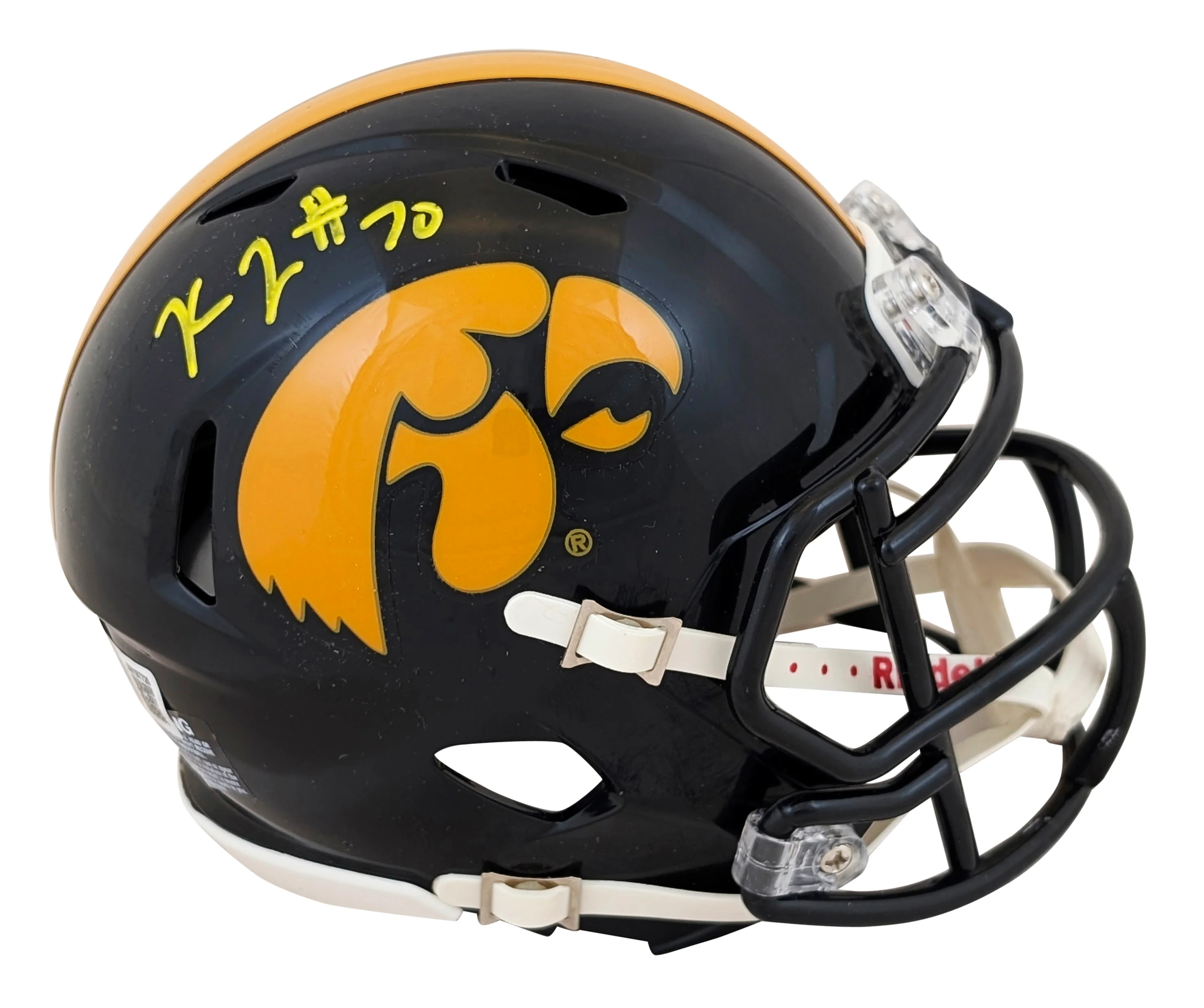 Iowa Kaleb Johnson Authentic Signed Speed Mini Helmet Autographed BAS Witnessed