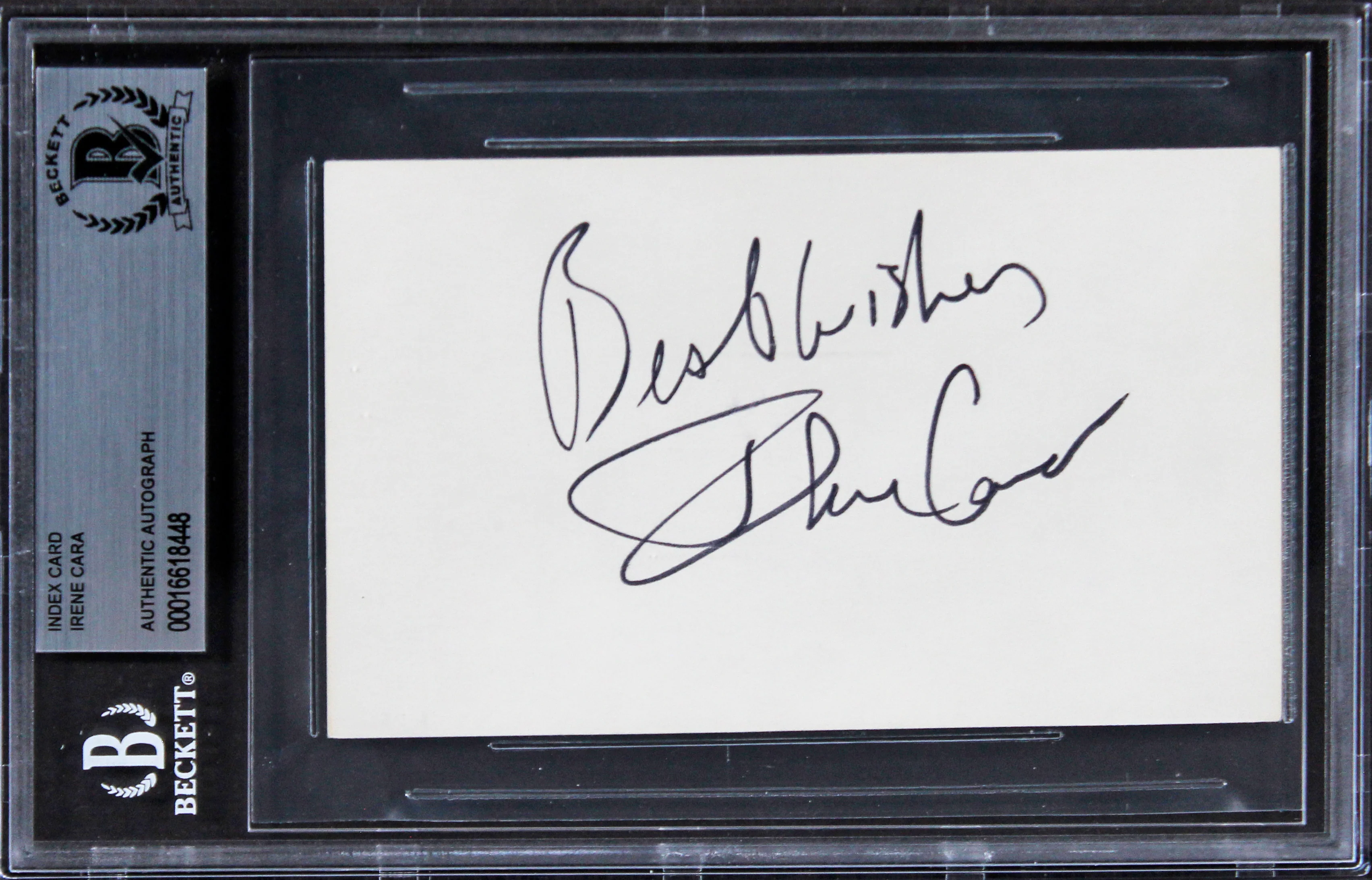 Irene Cara Fame "Best Wishes" Signed 3x5 Index Card Autographed BAS Slabbed 2
