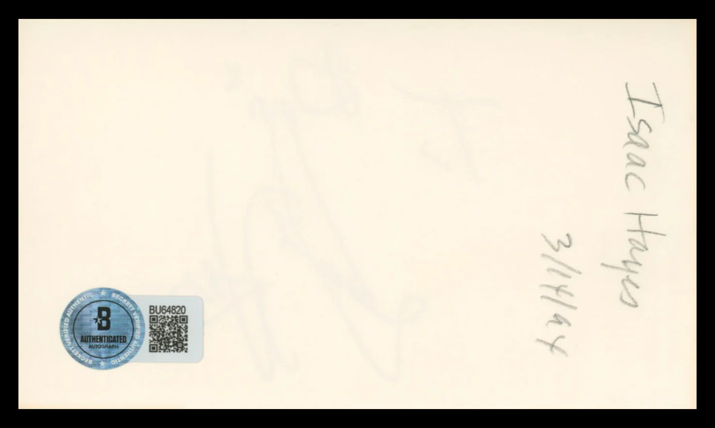 Isaac Hayes South Park To Don Authentic Signed 3x5 Index Card BAS #BU64820 - Image 3
