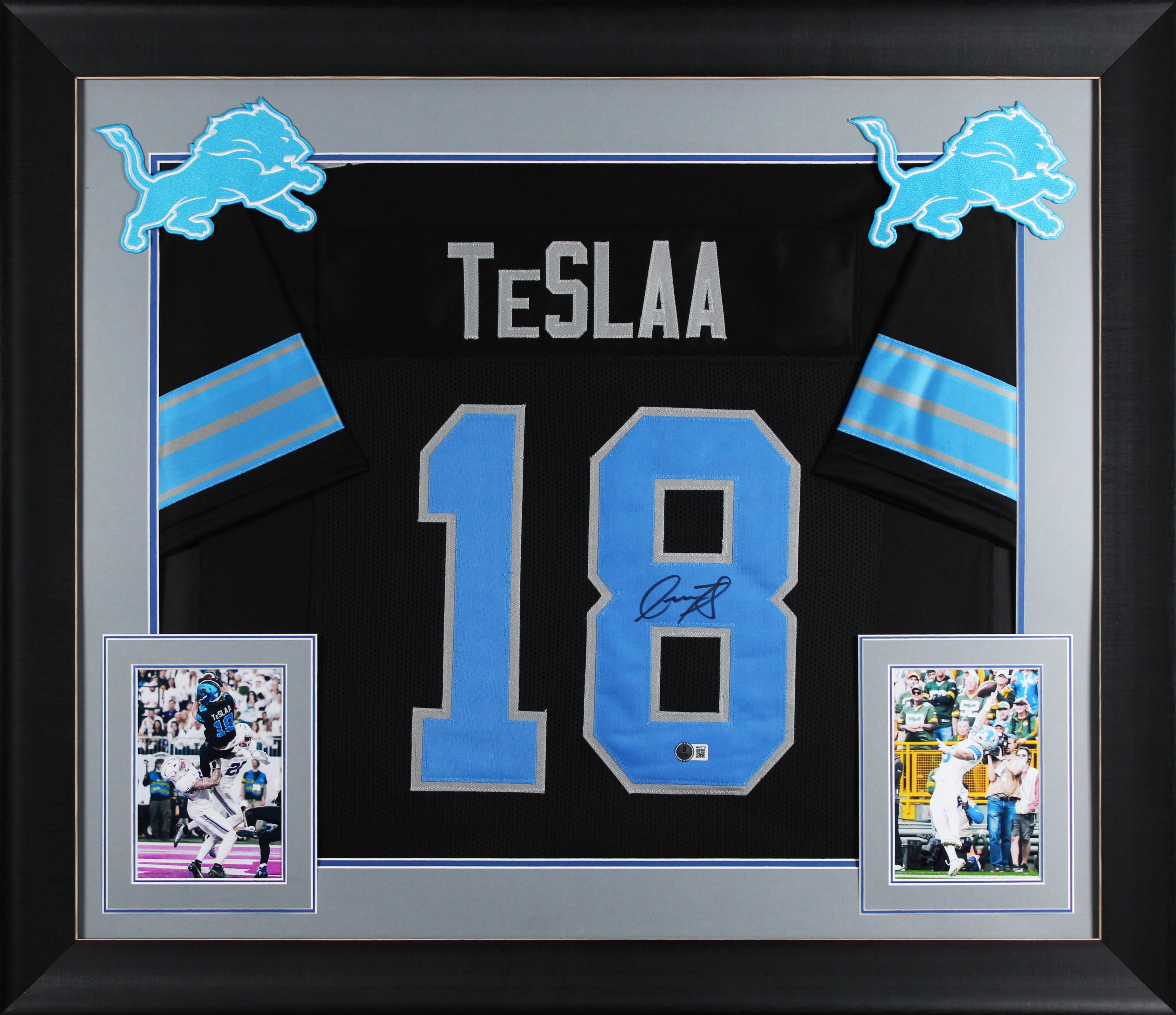 Isaac TeSlaa Authentic Signed Black Pro Style Framed Jersey BAS Witnessed - Image 2