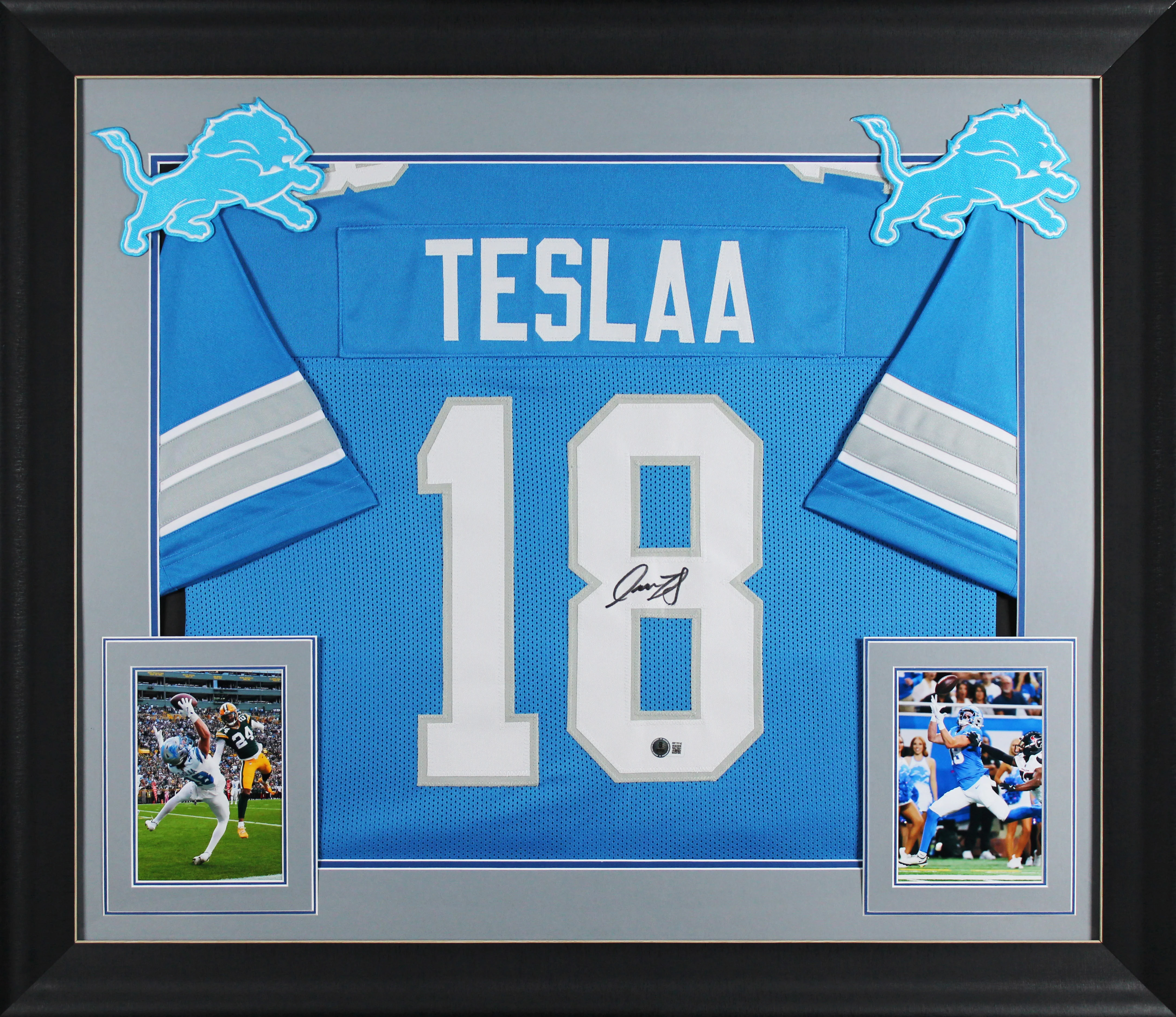 Isaac TeSlaa Authentic Signed Blue Pro Style Framed Jersey BAS Witnessed - Image 2