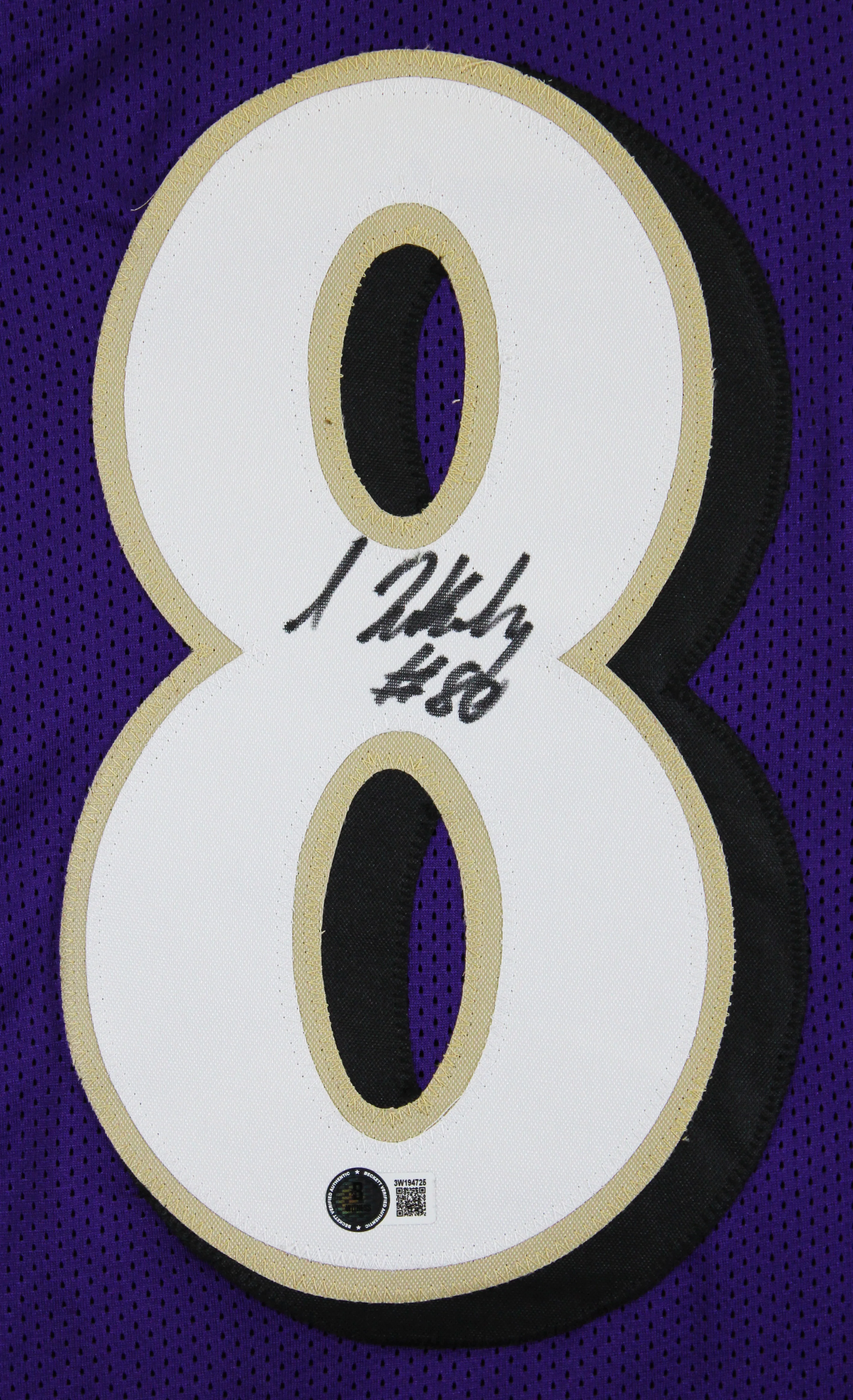 Isaiah Likely Authentic Signed Purple Pro Style Jersey Autographed BAS Witnessed - Image 3