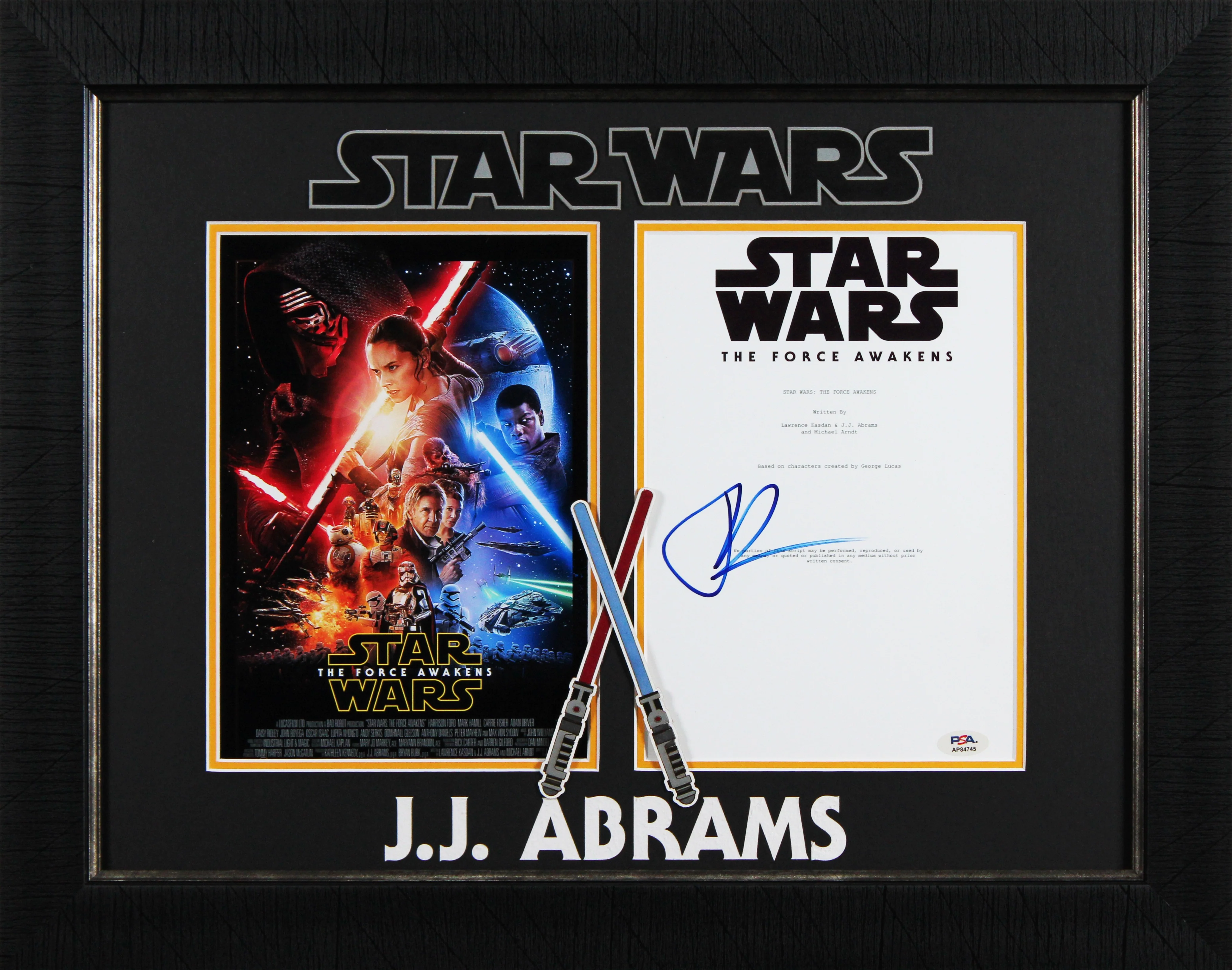J.J. Abrams Signed & Framed Star Wars The Force Awakens Script Cover Photo PSA - Image 2