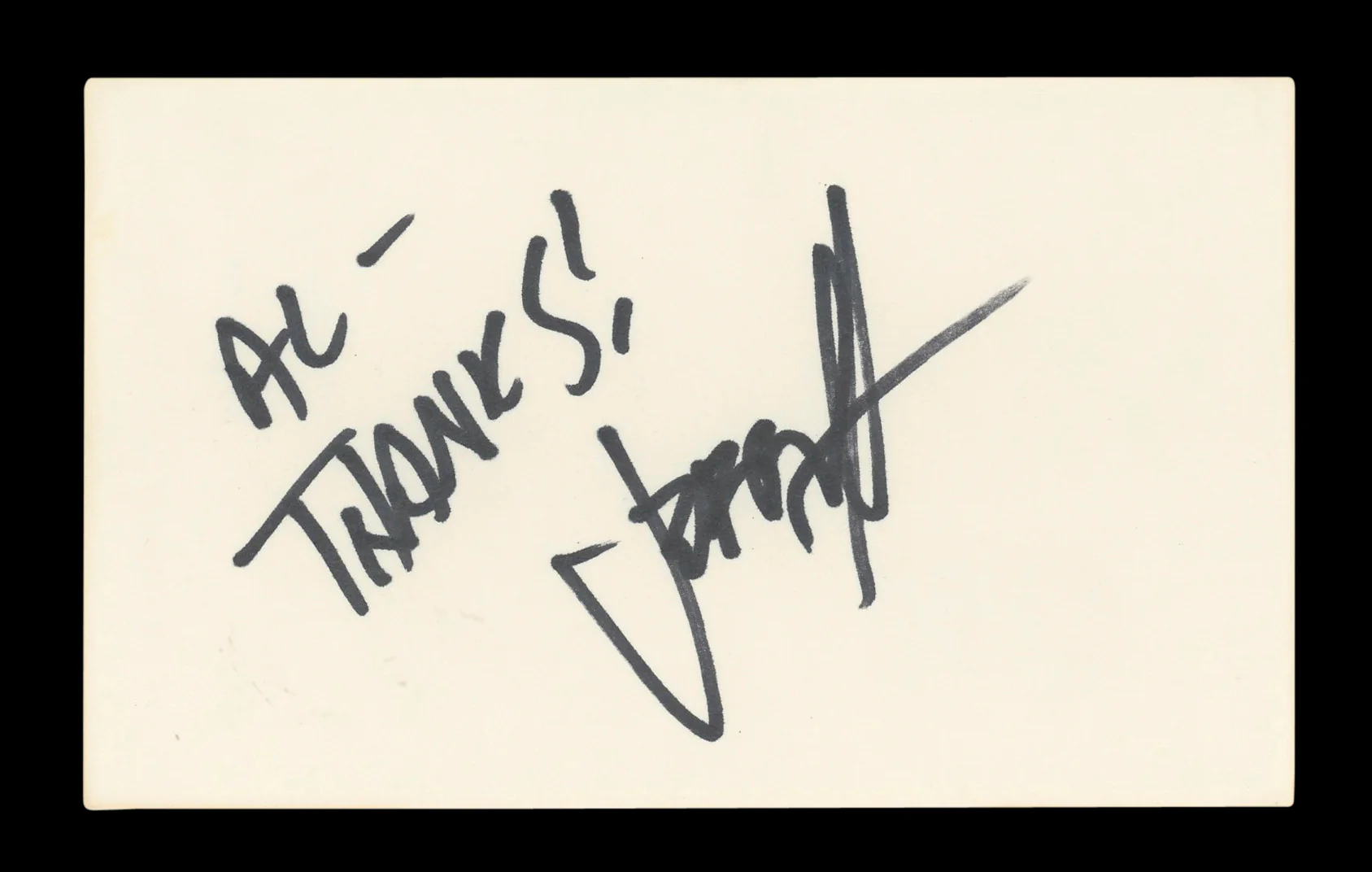 J.J. Abrams Star Wars "Al-Thanks!" Signed 3x5 Index Card BAS #AD70304 - Image 2