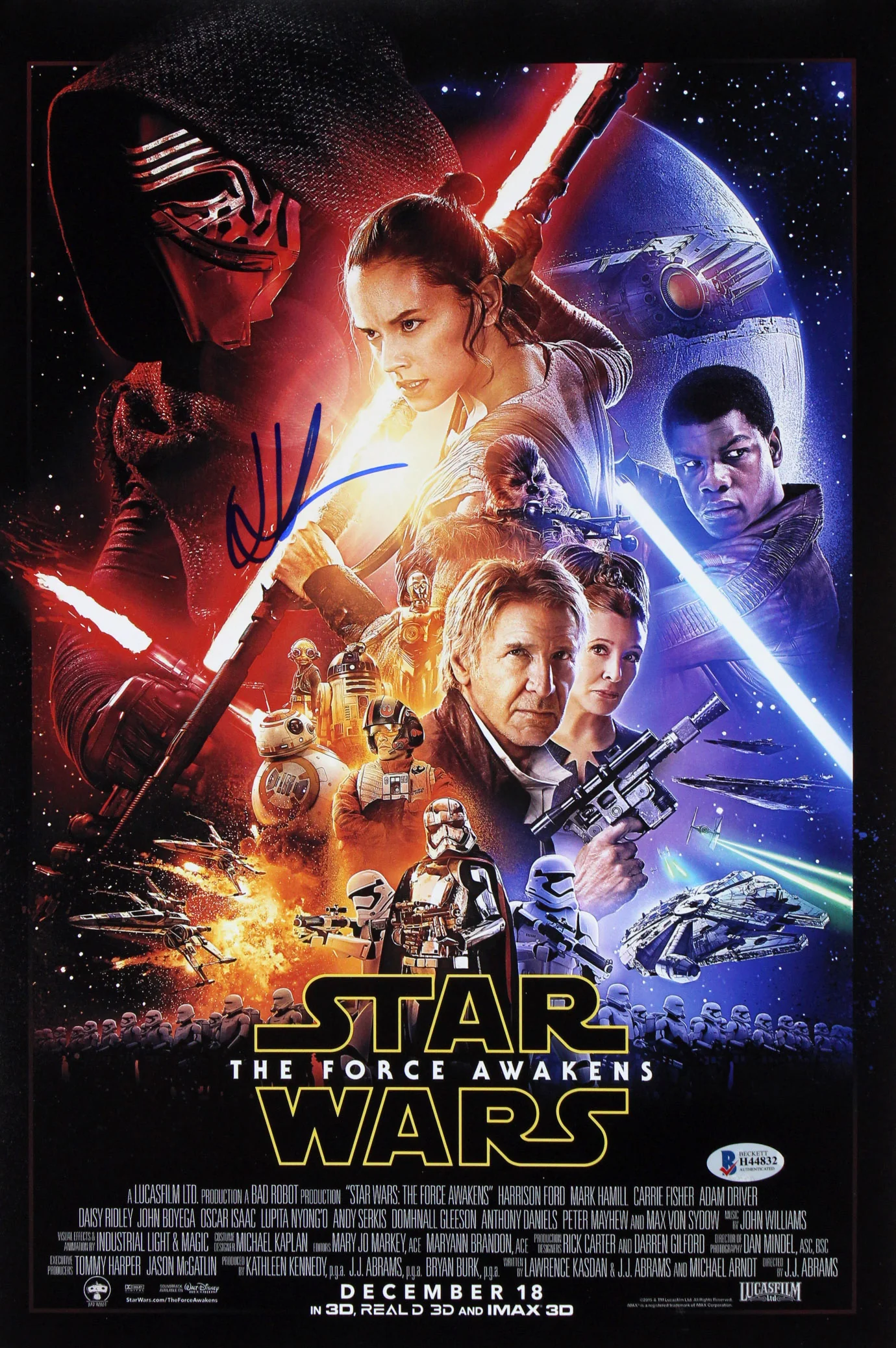 J.J. Abrams Star Wars The Force Awakens Authentic Signed 12x18 Photo BAS #H44832 - Image 2