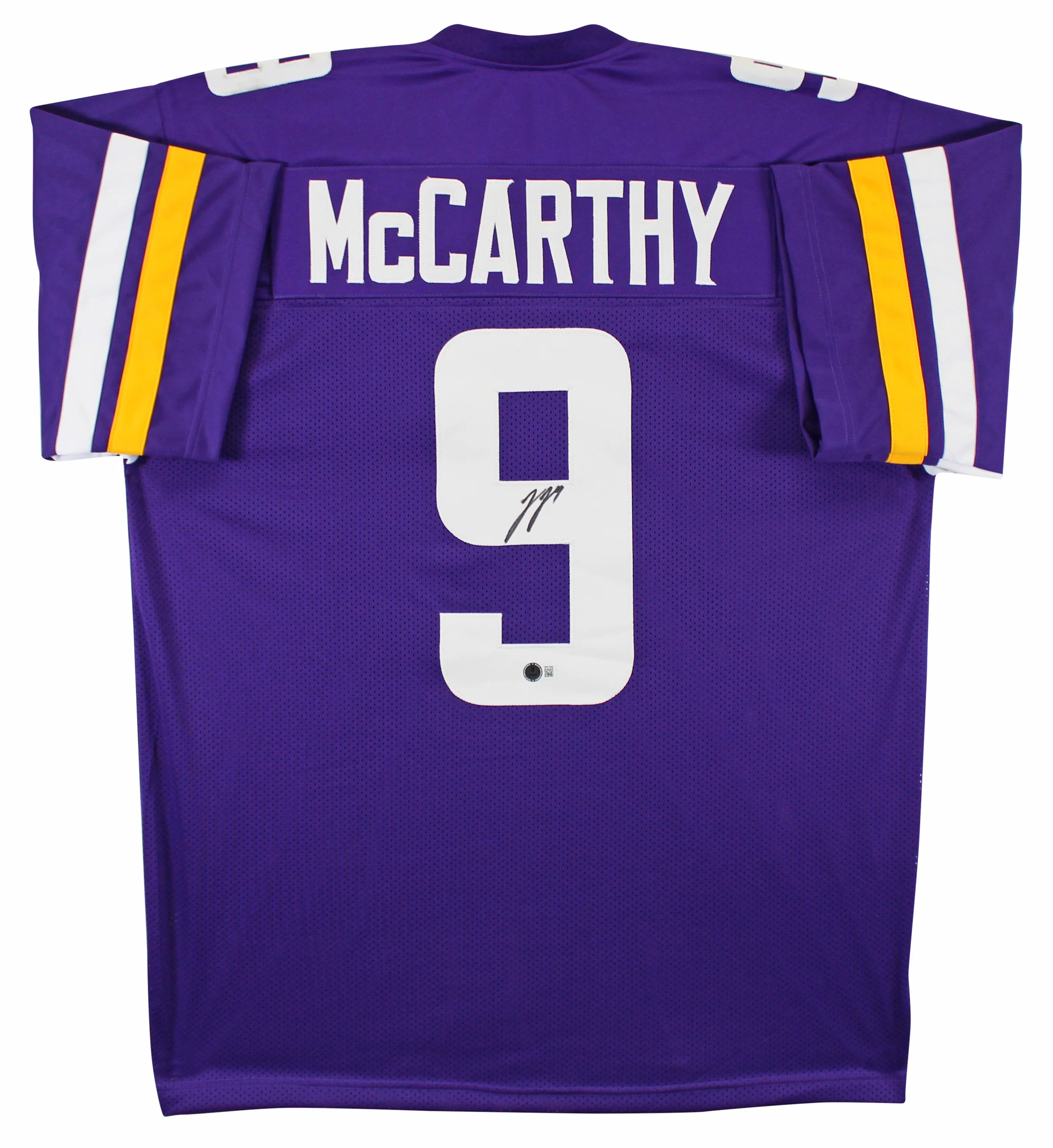J.J. McCarthy Authentic Signed Purple Pro Style Jersey BAS Witnessed - Image 2