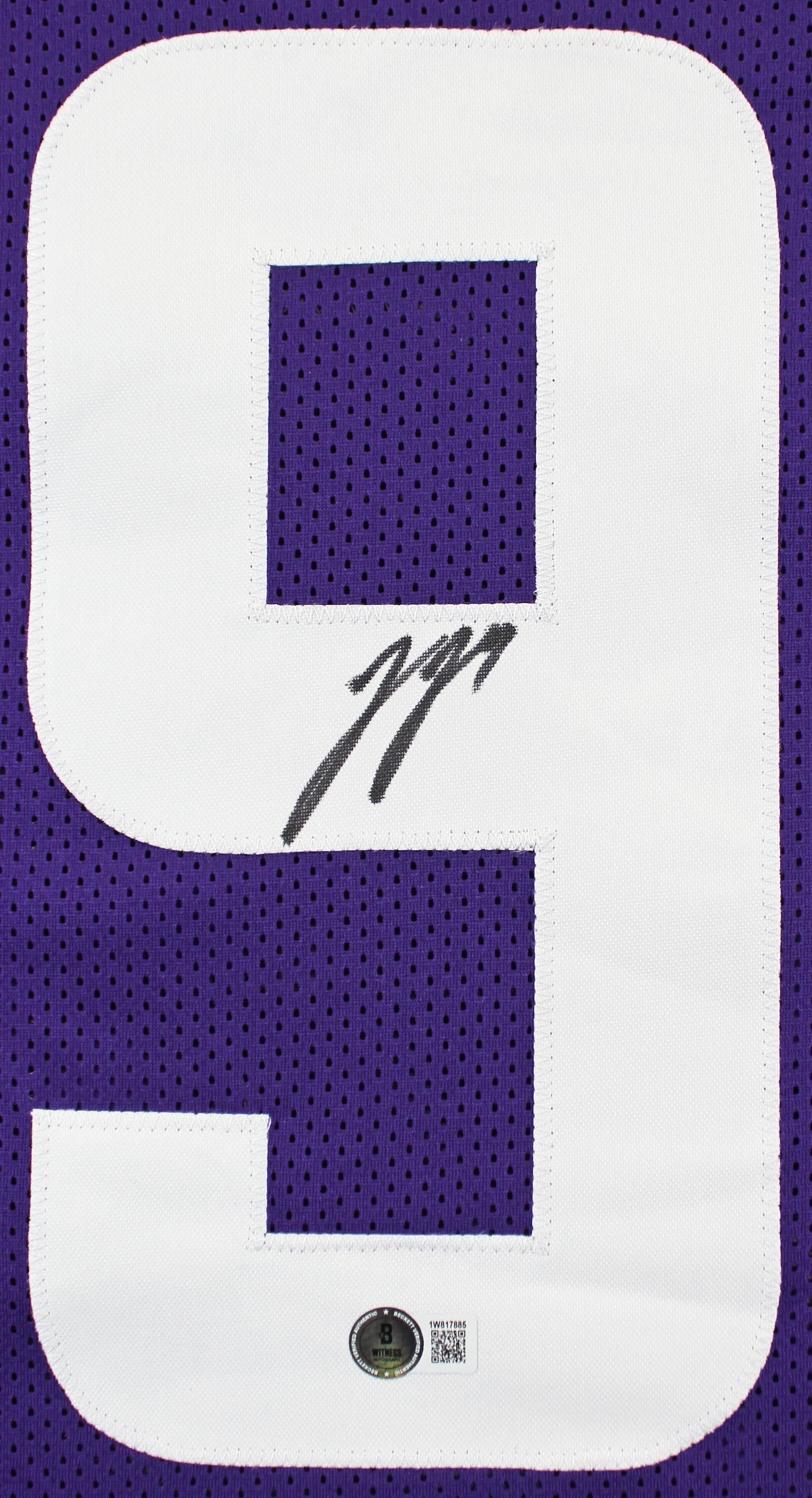 J.J. McCarthy Authentic Signed Purple Pro Style Jersey BAS Witnessed - Image 3