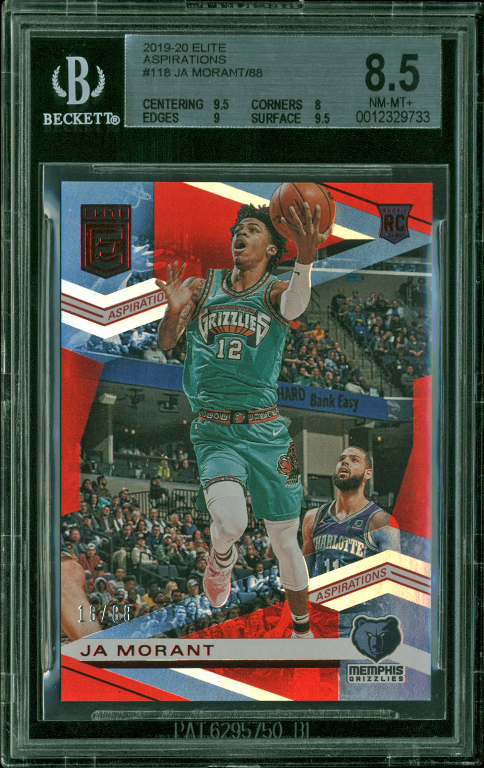 Ja Morant 2019-20 Panini Elite Aspirations #118 18/88 Rookie BGS 8.5 MINT - Image 2