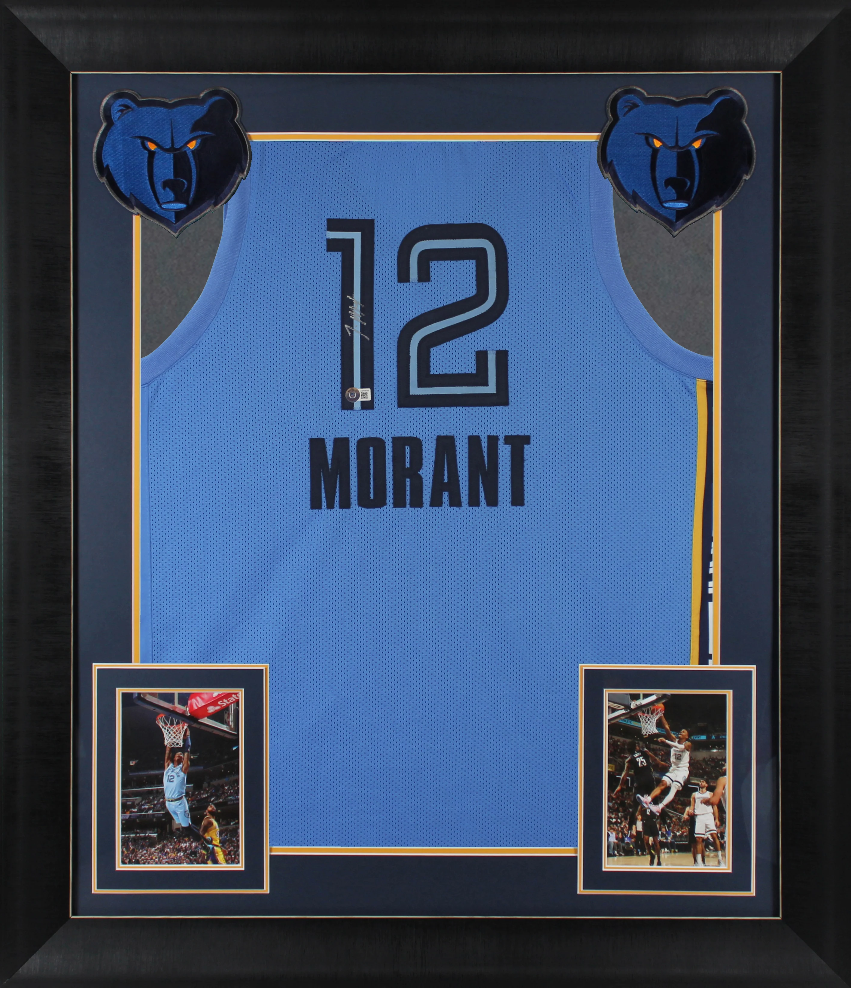 Ja Morant Authentic Signed Light Blue Pro Style Framed Jersey Autographed BAS - Image 2