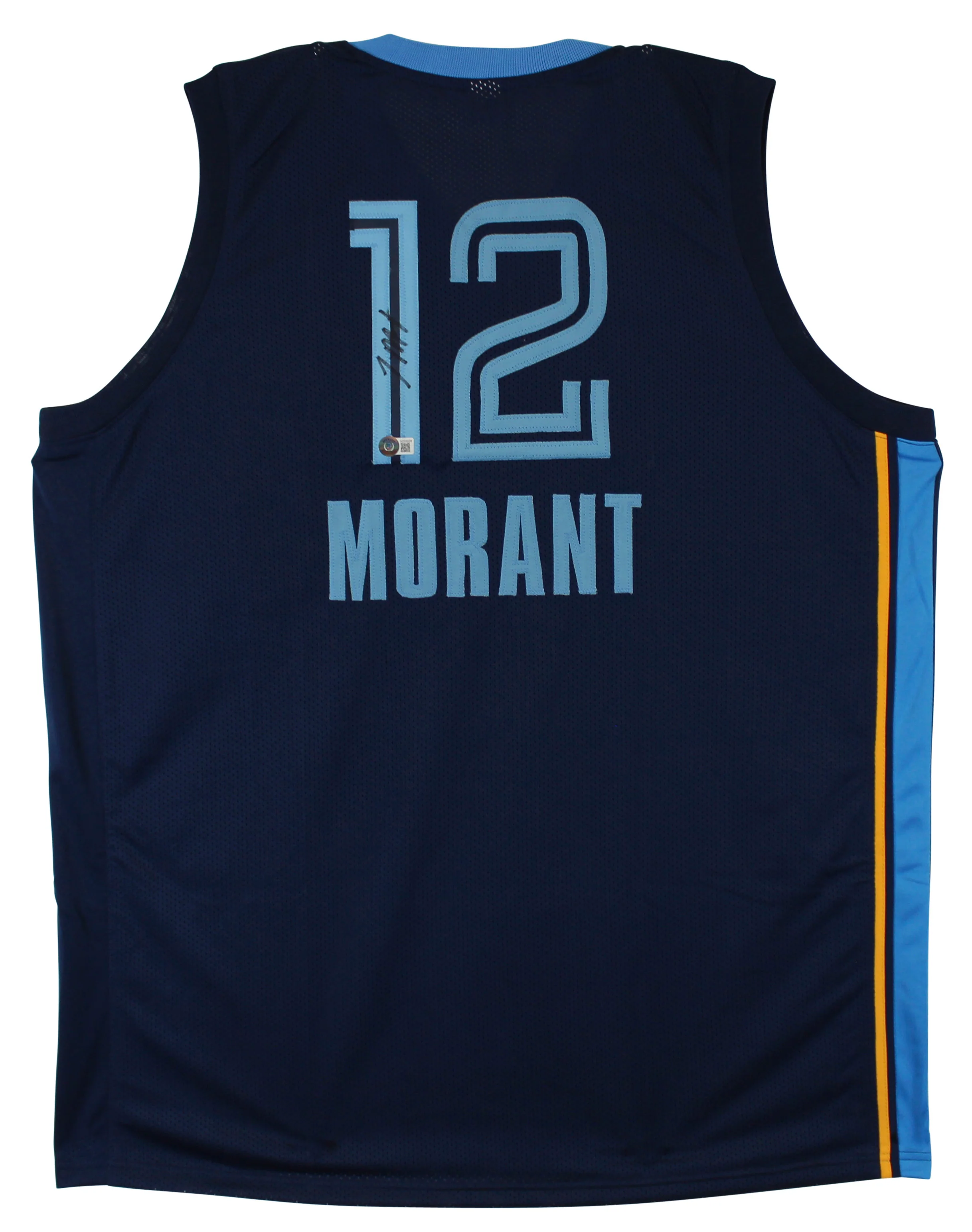 Ja Morant Authentic Signed Navy Pro Style Jersey w/ Blue Numbers Autographed BAS - Image 2