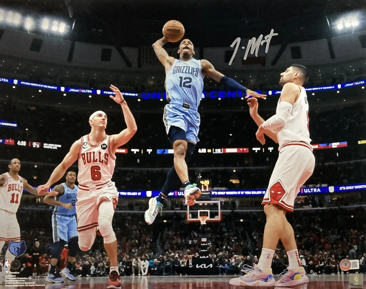 Ja Morant Signed 16x20 Memphis Grizzlies vs Chicago Bulls Photo BAS - Image 5