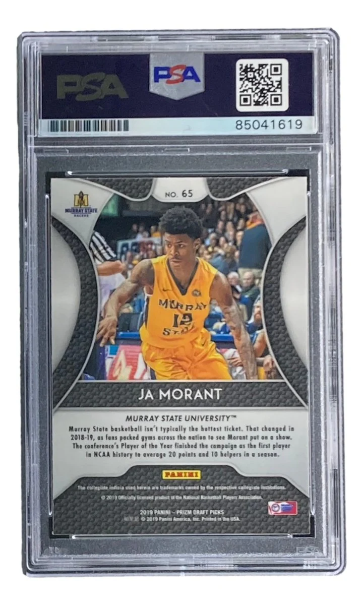 Ja Morant Signed 2019 Panini Prizm #65 Grizzlies Rookie Card PSA/DNA - Image 2