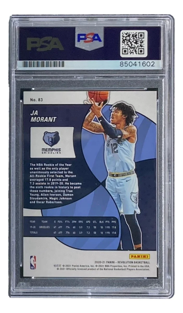 Ja Morant Signed 2021 Panini Revolution #83 Grizzlies Trading Card PSA/DNA Gem MT 10 - Image 2
