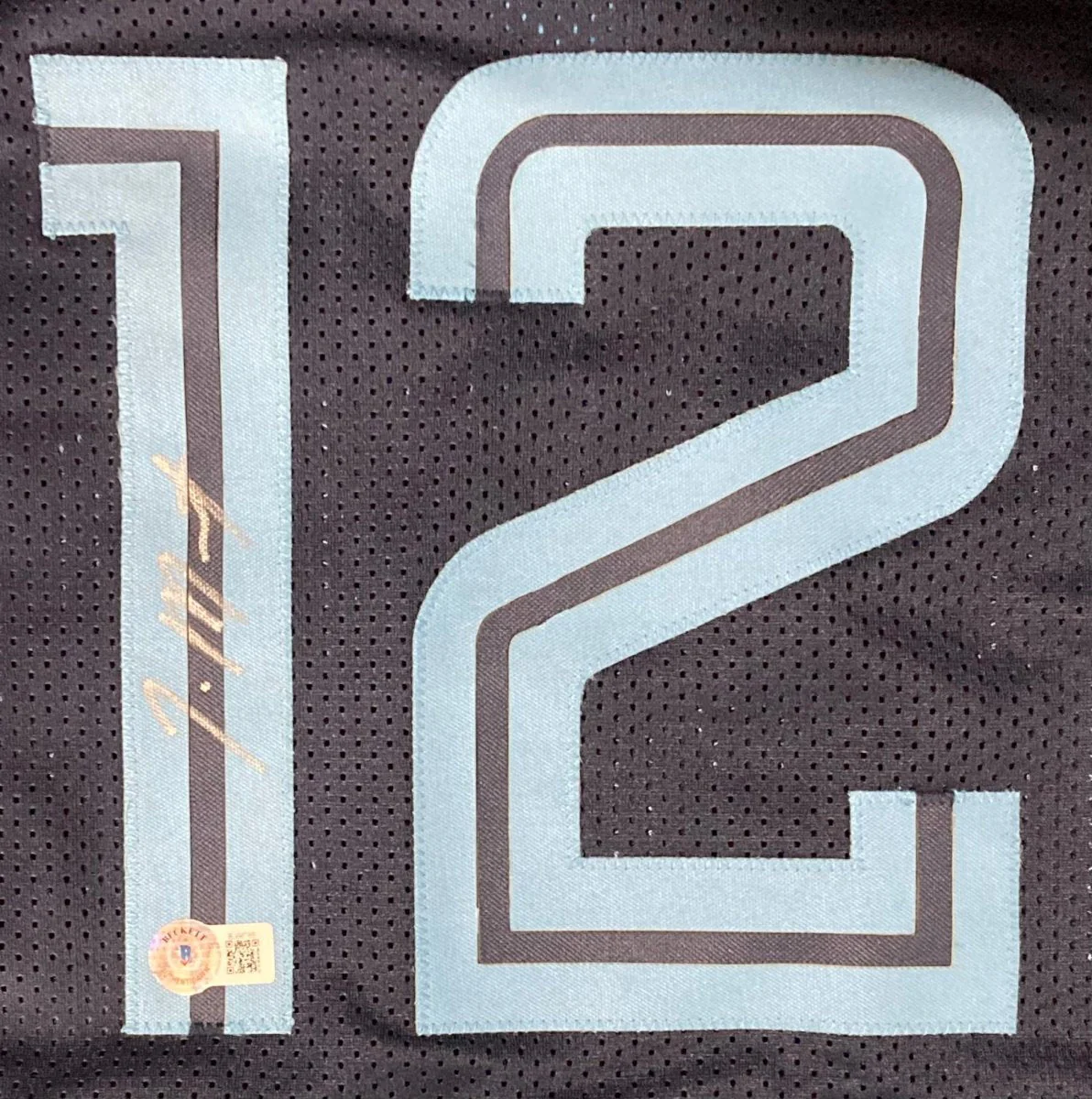 Ja Morant Signed Custom Navy Blue Pro-Style Basketball Jersey BAS - Image 2