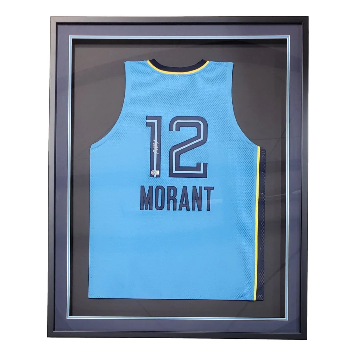 Ja Morant Memphis Signed Framed Navy Blue Basketball Jersey BAS - Image 5