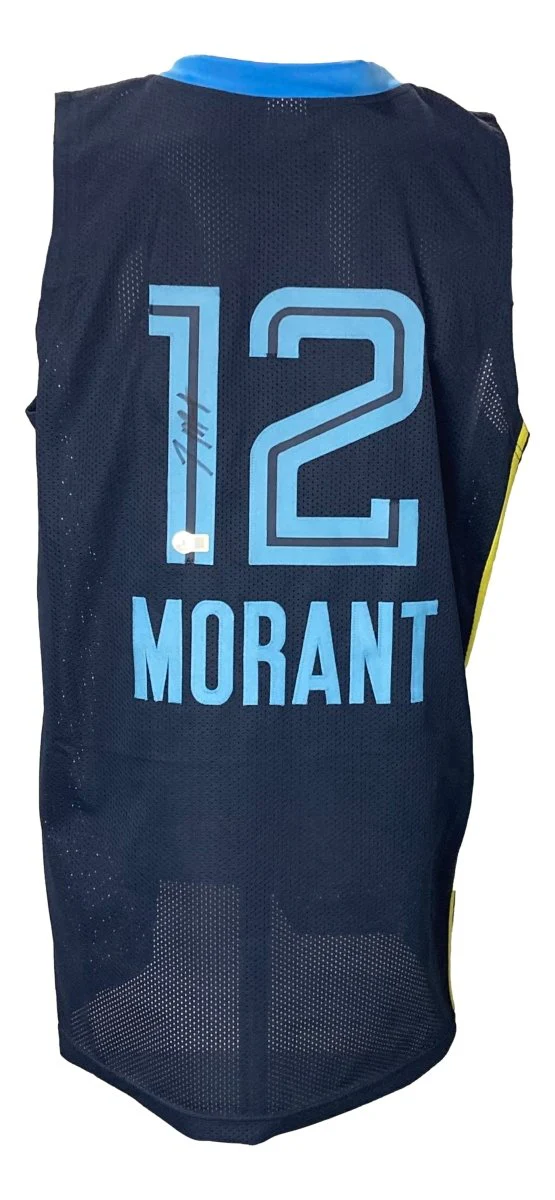 Ja Morant Memphis Signed Navy Blue Basketball Jersey BAS - Image 6