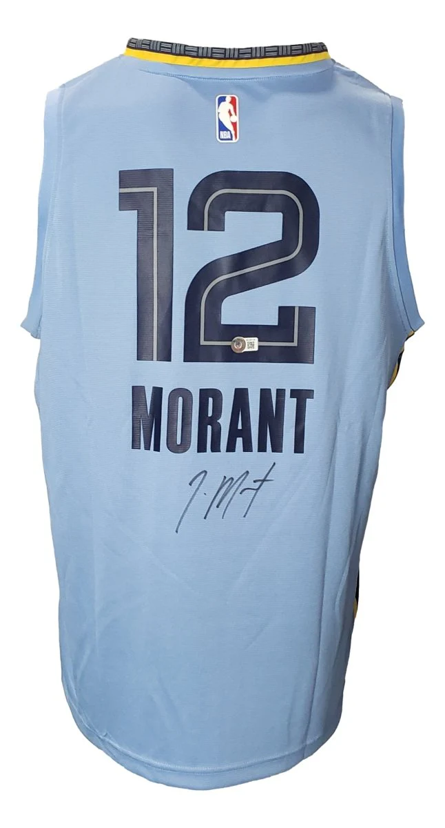 Ja Morant Signed Memphis Grizzlies Light Blue Fanatics L Basketball Jersey BAS