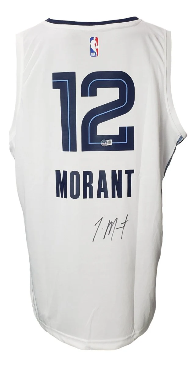 Ja Morant Signed Memphis Grizzlies White Fanatics Basketball XL Jersey BAS