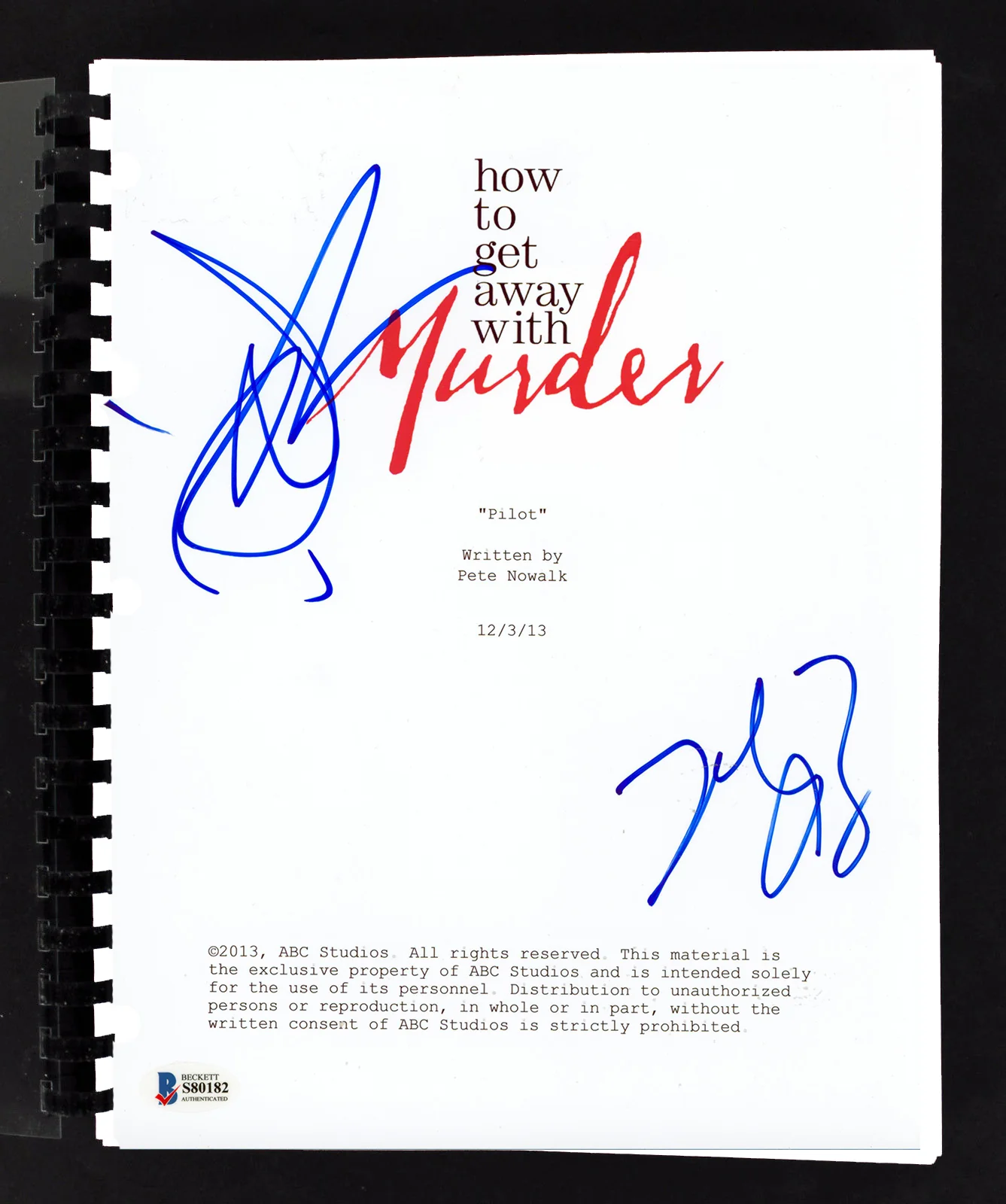 Jack Falahee & Billy Brown How to Get Away with Murder Signed Script BAS #S80182 - Image 2