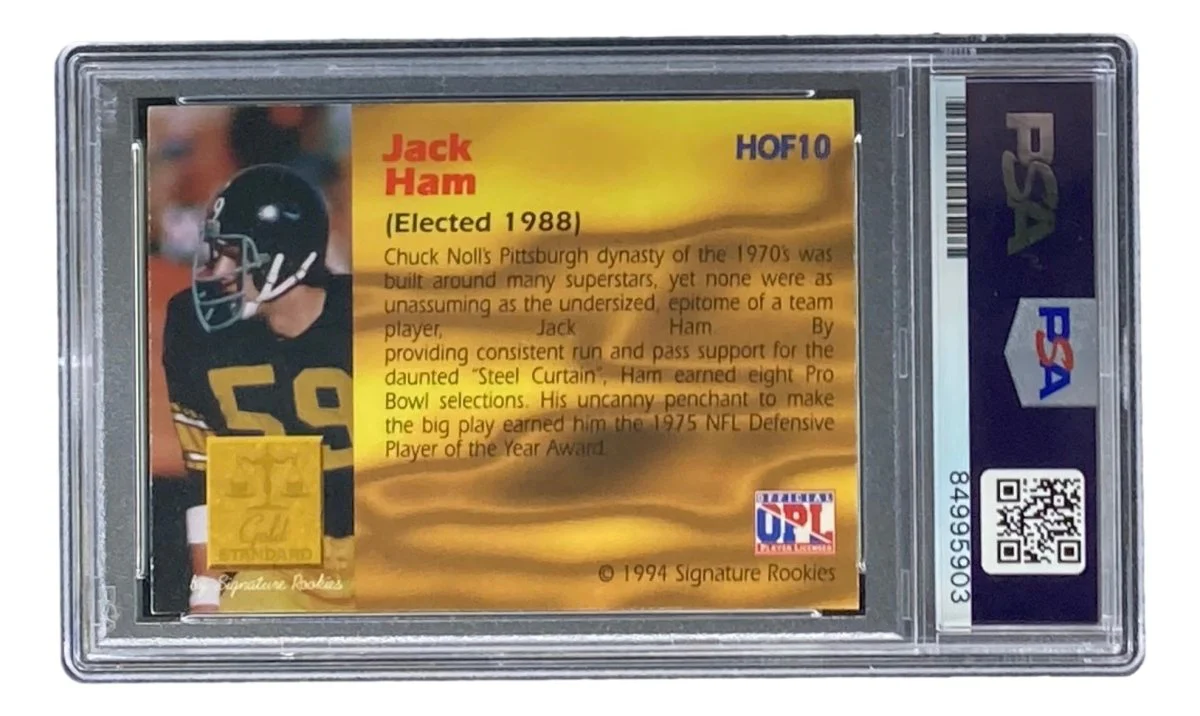 Jack Ham Signed 1994 Sig Rookies Gold Standard #HOF10 Trading Card PSA/DNA Gem MT 10 - Image 2