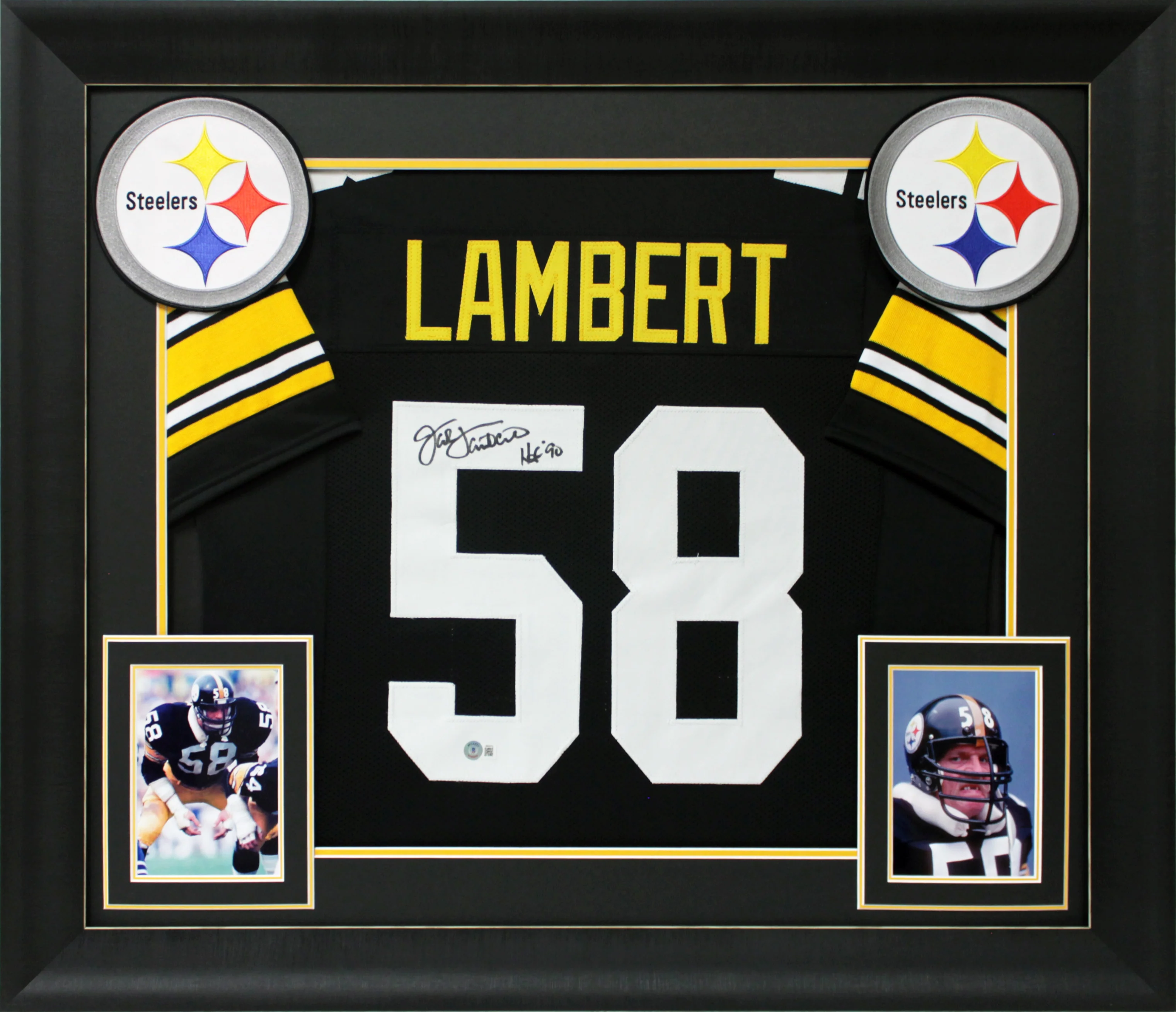 Jack Lambert "HOF 90" Authentic Signed Black Pro Style Framed Jersey BAS Witness - Image 2