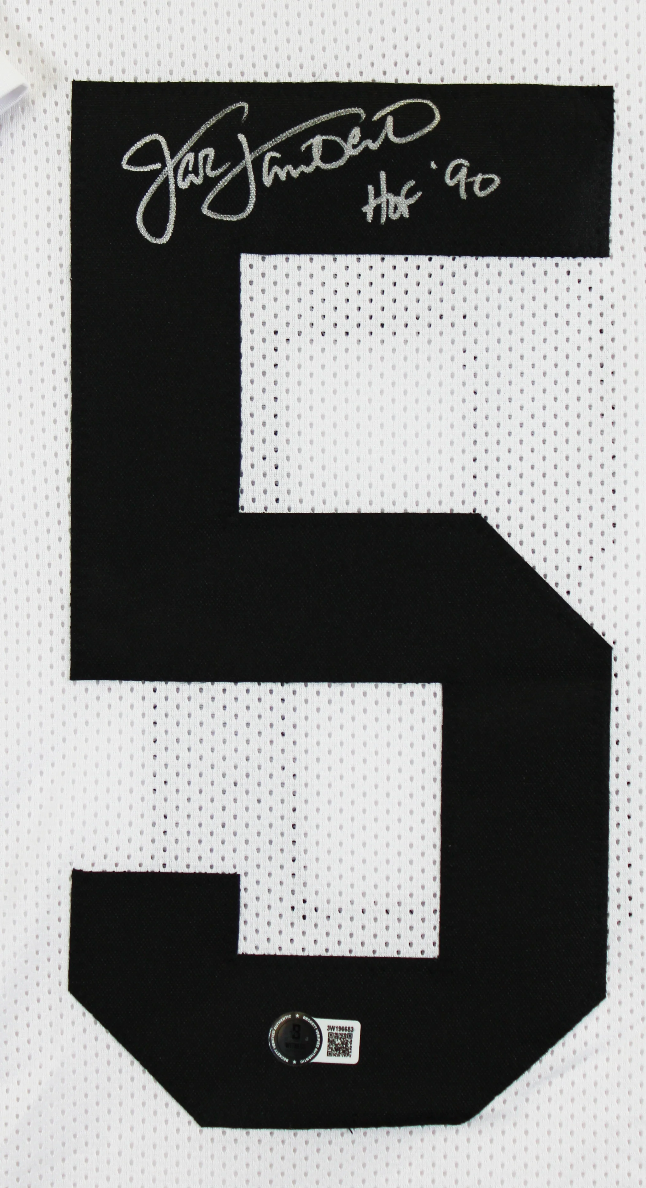 Jack Lambert "HOF 90" Signed White Pro Style Framed Jersey BAS Witnessed - Image 3