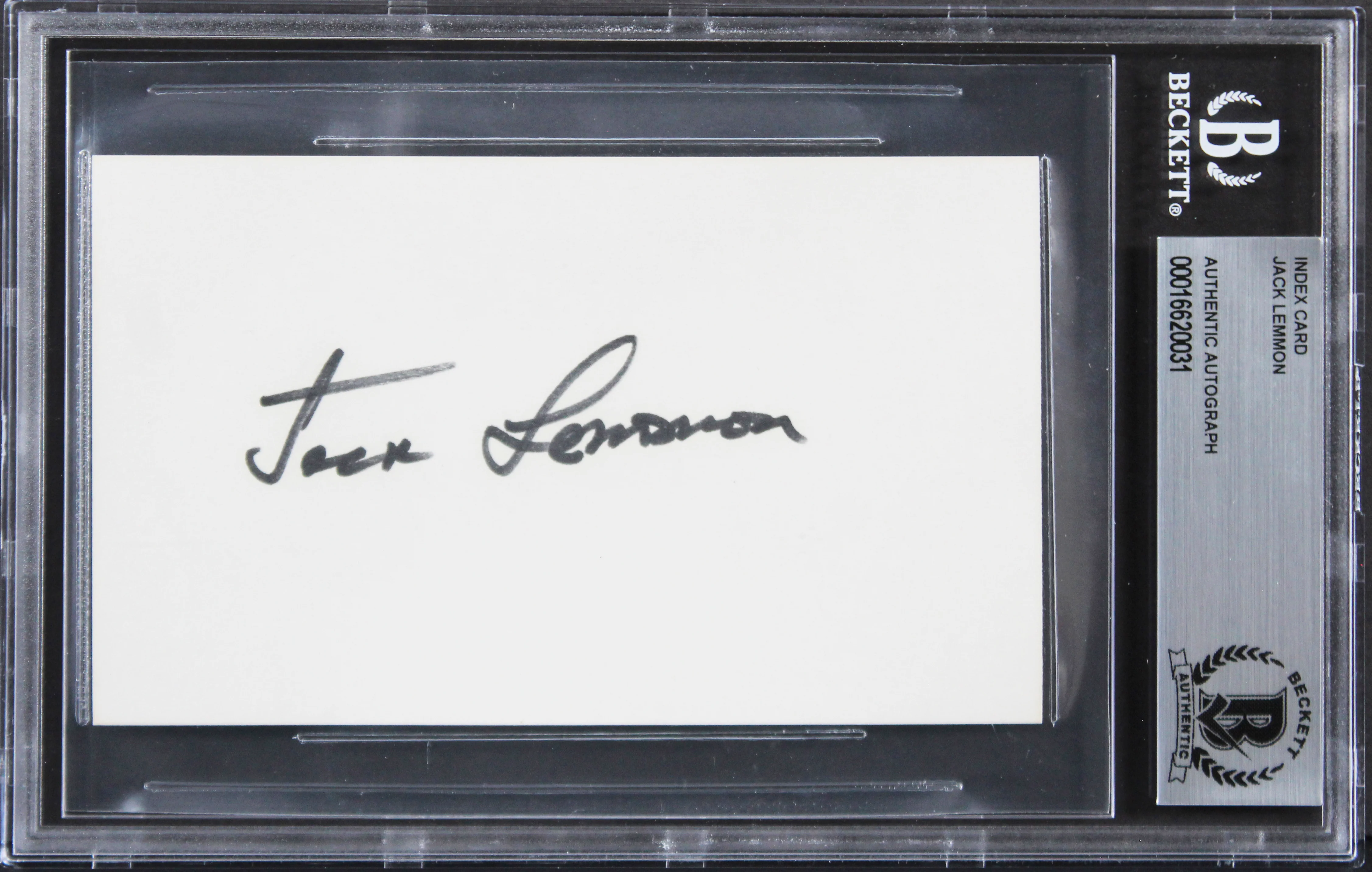 Jack Lemmon The Apartment Authentic Signed 3x5 Index Card BAS Slabbed