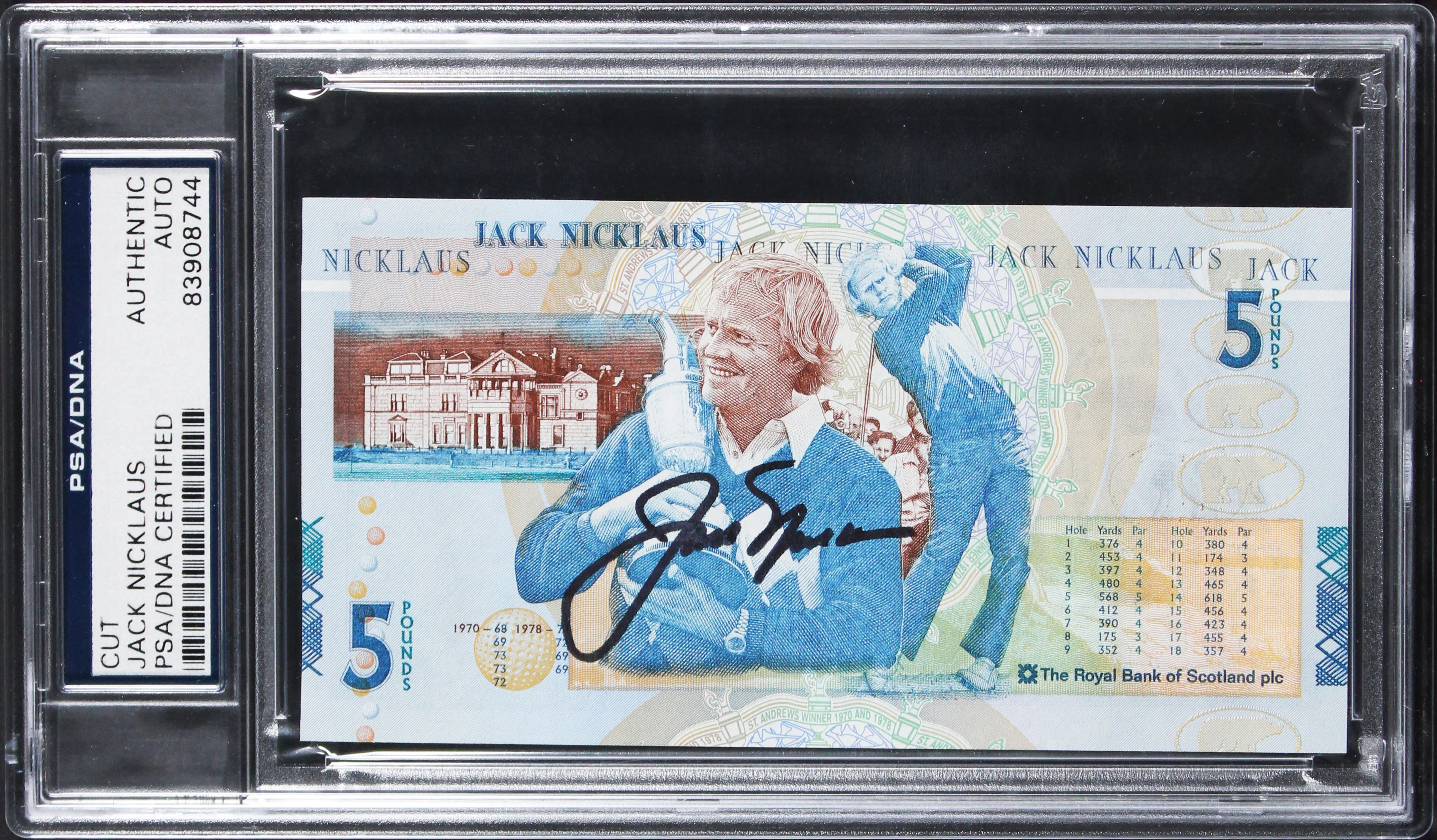 Jack Nicklaus Authentic Signed 5 Pound Royal Bank of Scotland Note PSA Slabbed 2 - Image 2