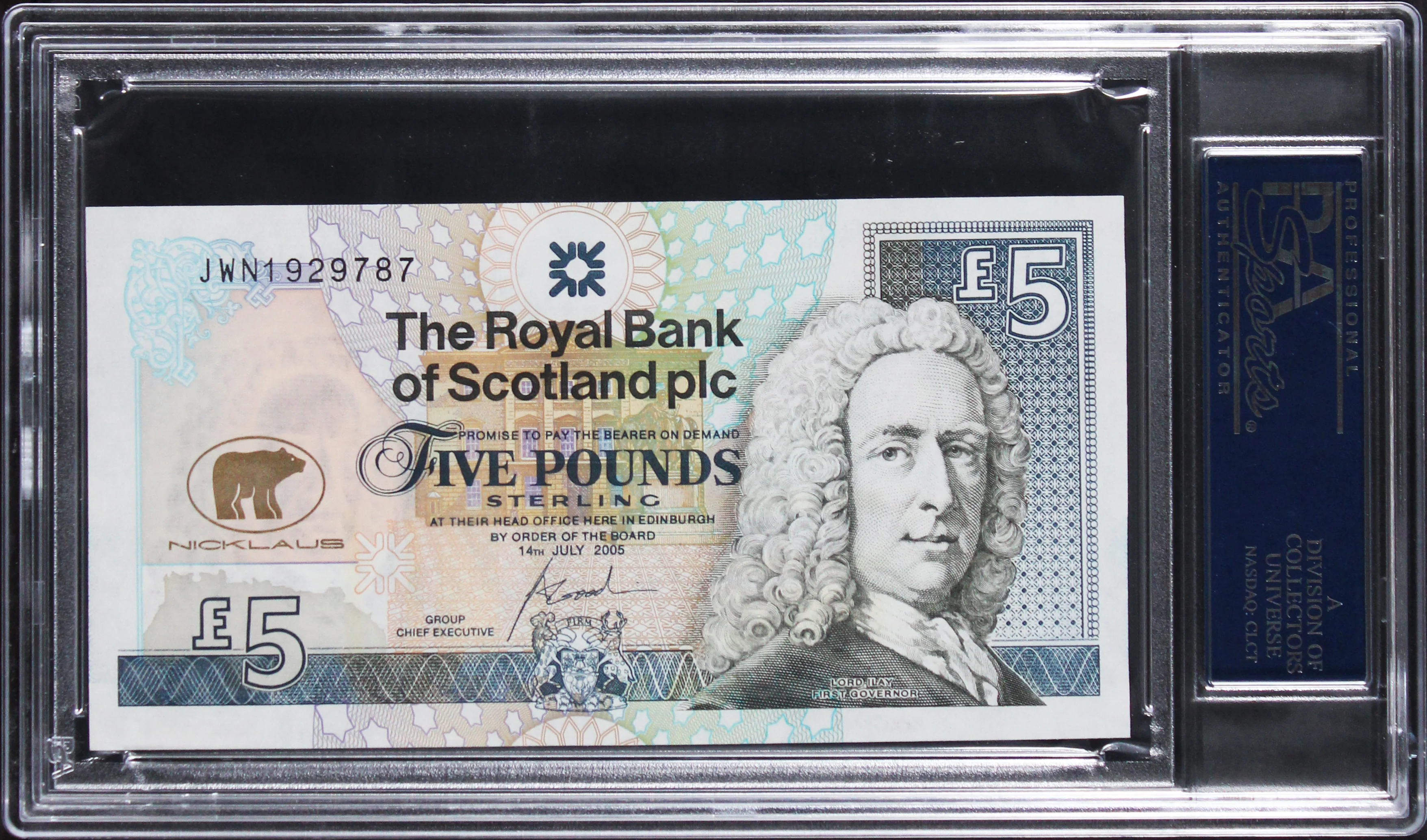 Jack Nicklaus Authentic Signed 5 Pound Royal Bank of Scotland Note PSA Slabbed 2 - Image 3