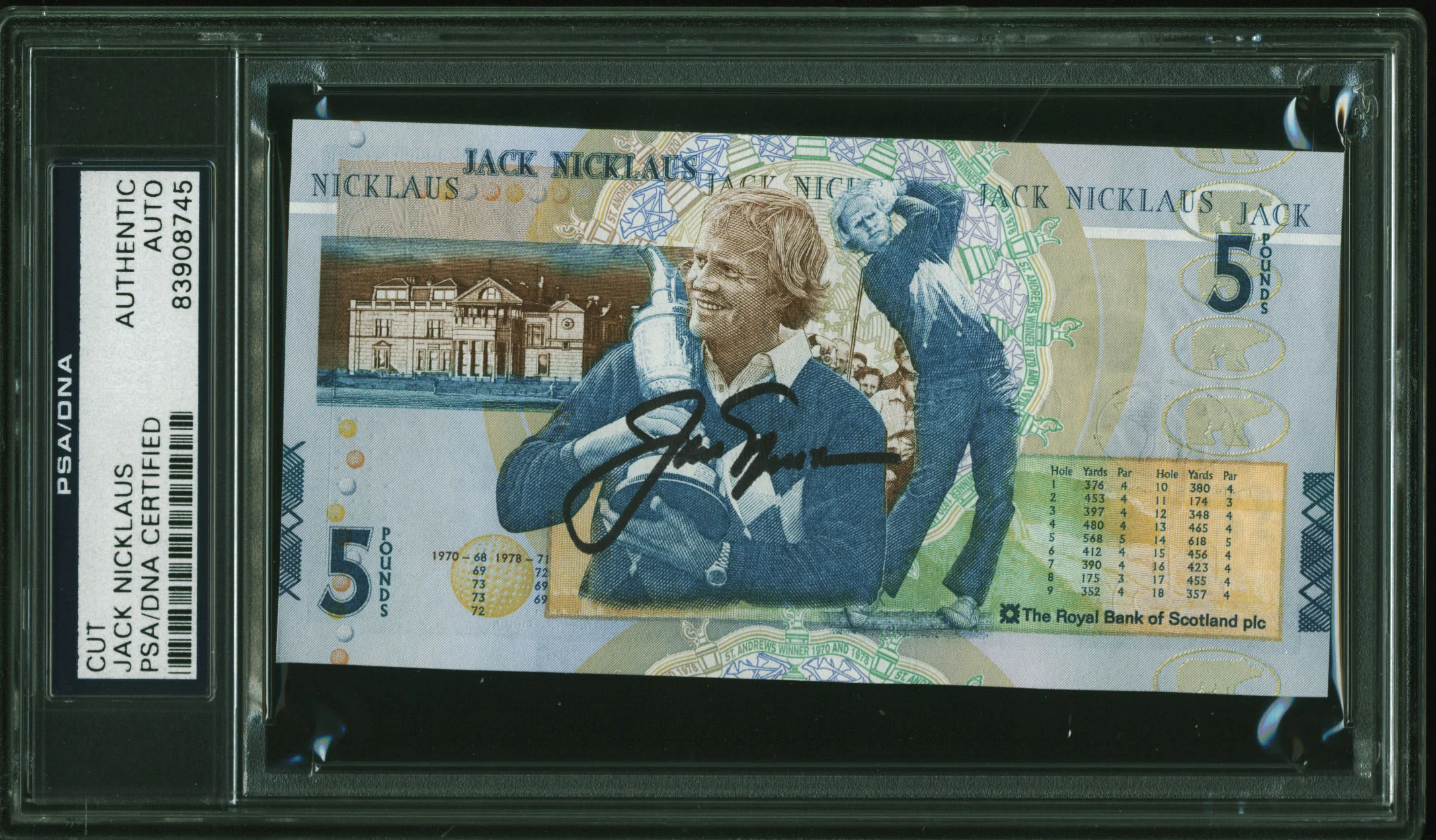Jack Nicklaus Authentic Signed 5 Pound Royal Bank of Scotland Note PSA Slabbed - Image 2