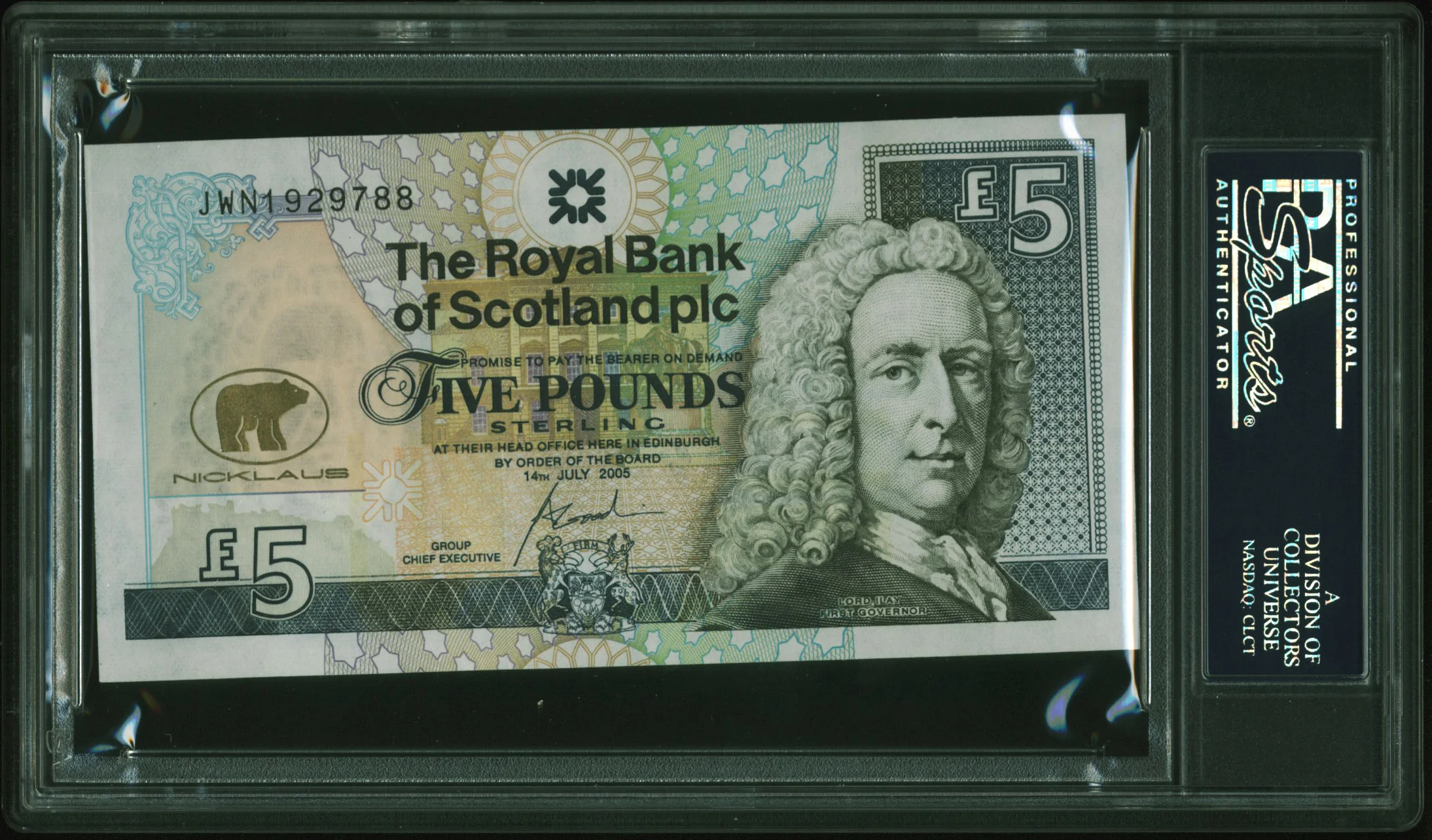 Jack Nicklaus Authentic Signed 5 Pound Royal Bank of Scotland Note PSA Slabbed - Image 3