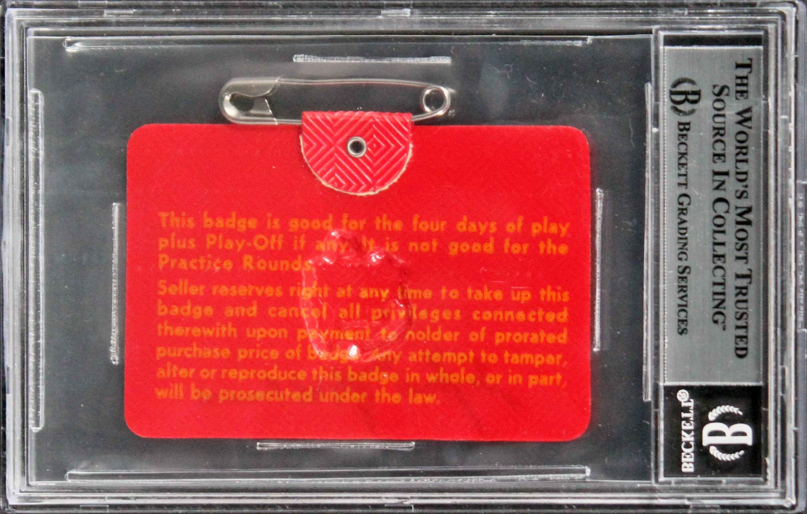 Jack Nicklaus Signed 1972 Masters Augusta National Badge Ticket BAS Slabbed - Image 3
