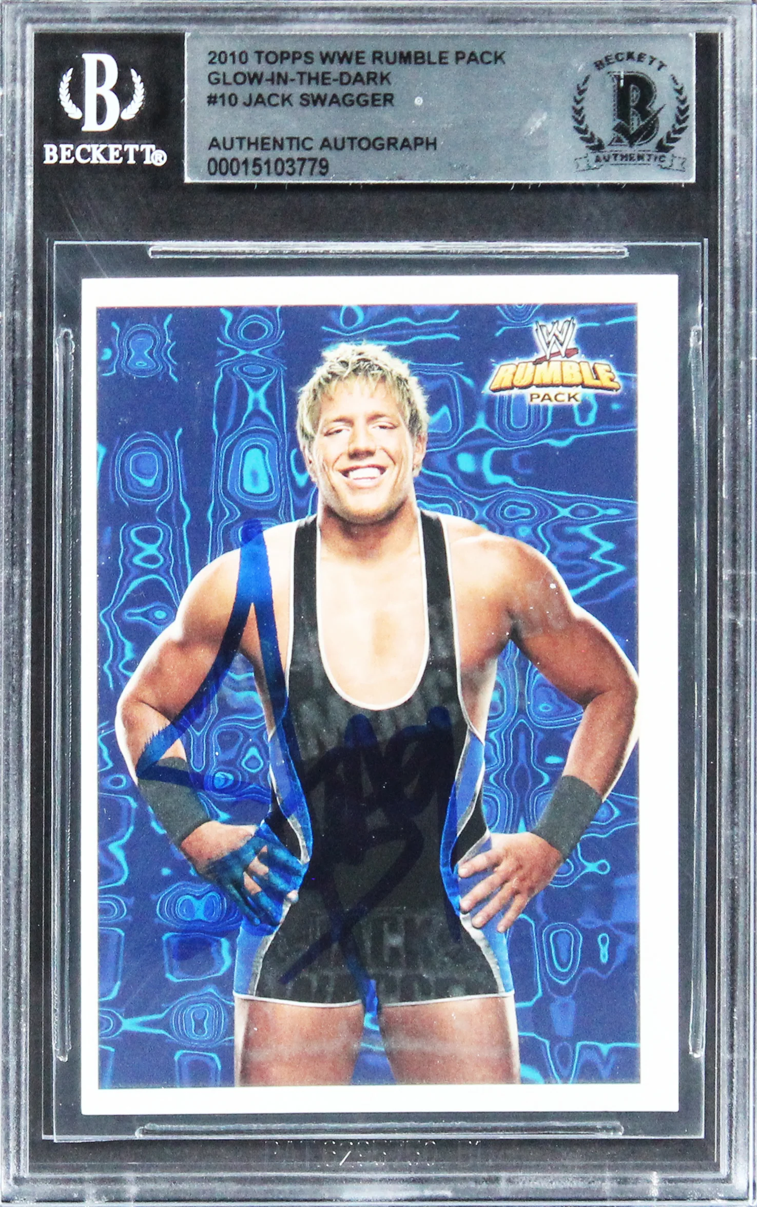 Jack Swagger Authentic Signed 2010 Topps WWE Rumble Pack #10 Card BAS Slabbed