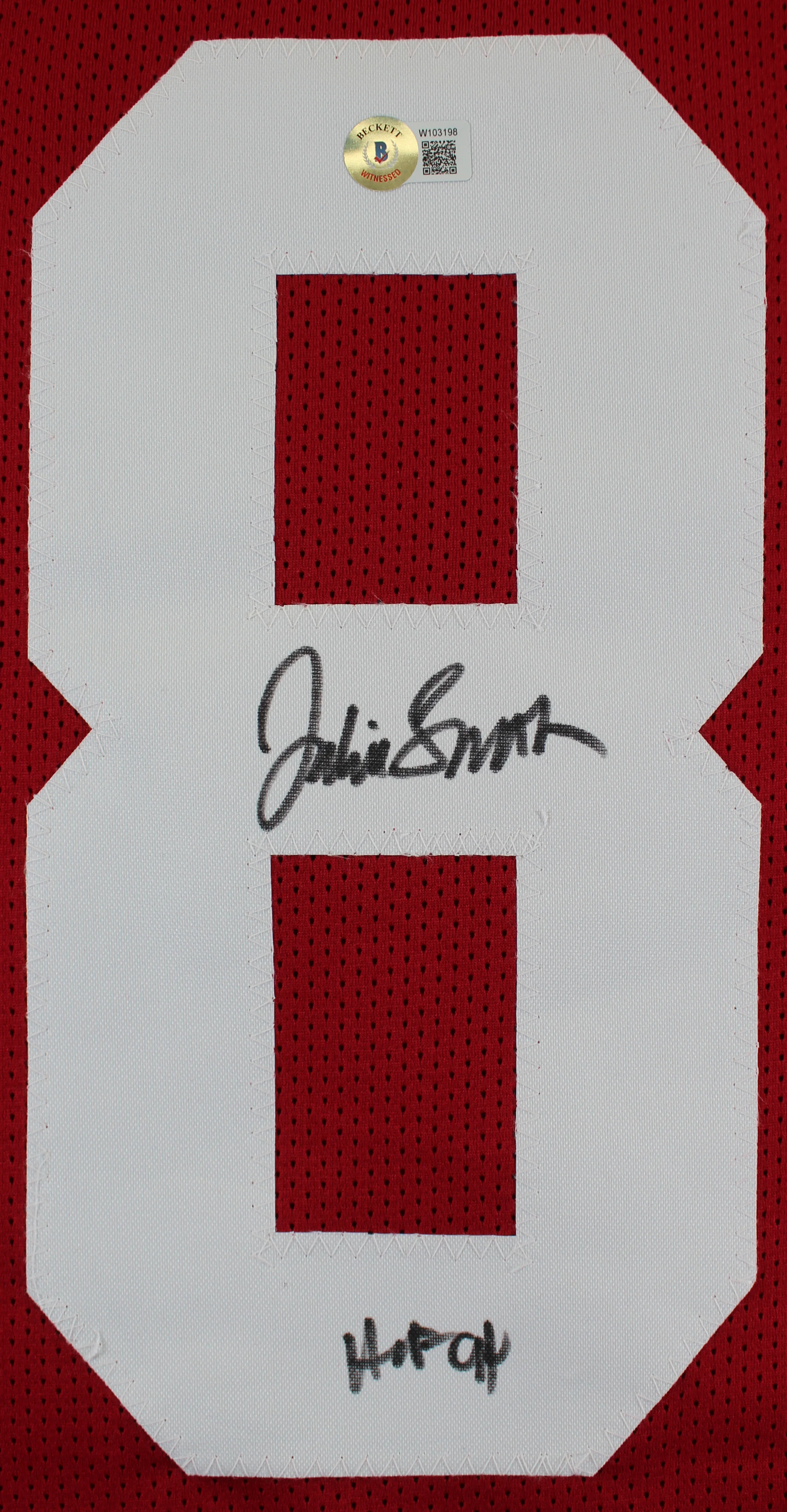 Jackie Smith "HOF 94" Authentic Signed Red Pro Style Jersey BAS Witnessed - Image 3