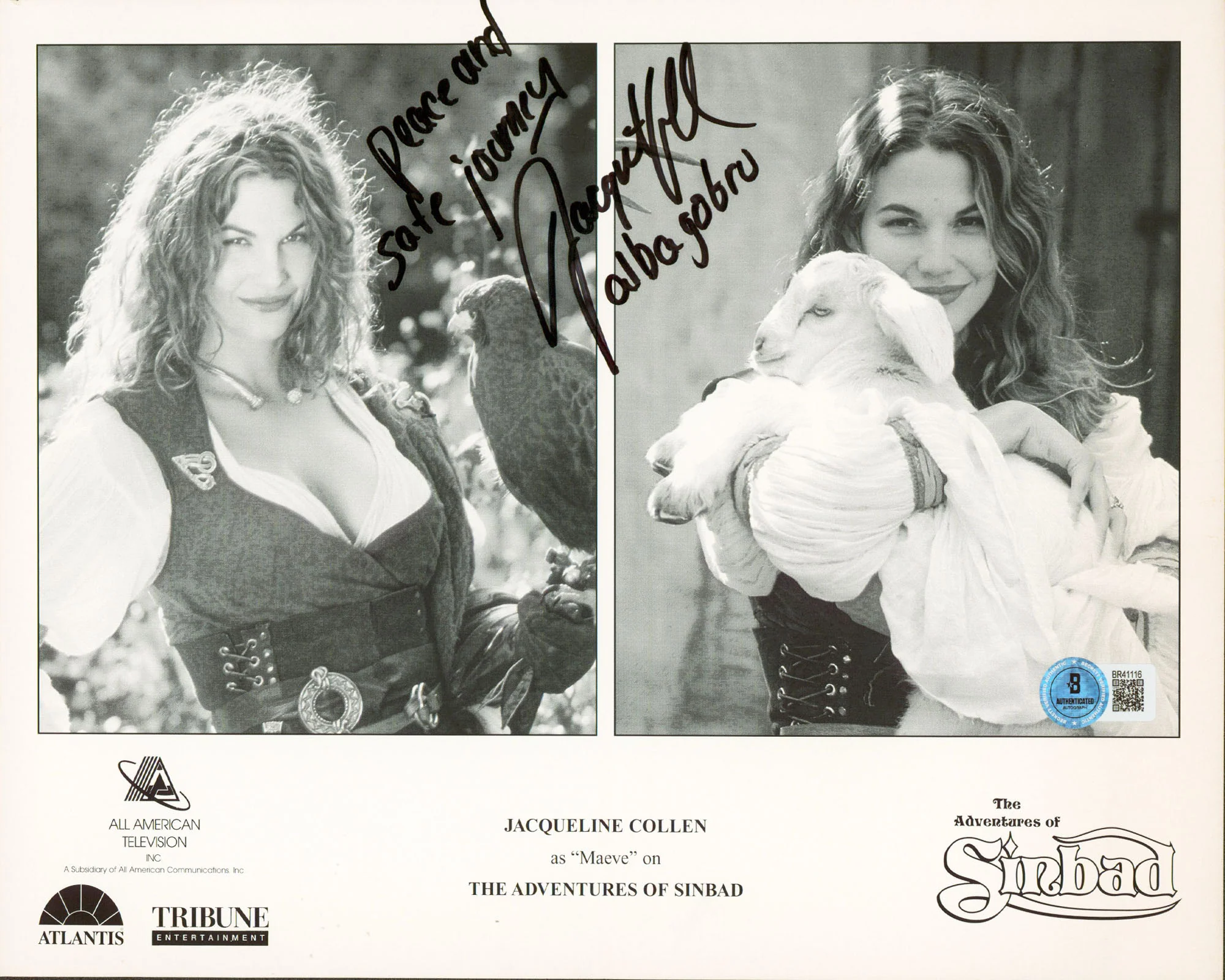 Jacqueline Collen Adventures Of Sinbad "Peace.." Signed 8.5x11 Photo BAS#BR41116 - Image 2