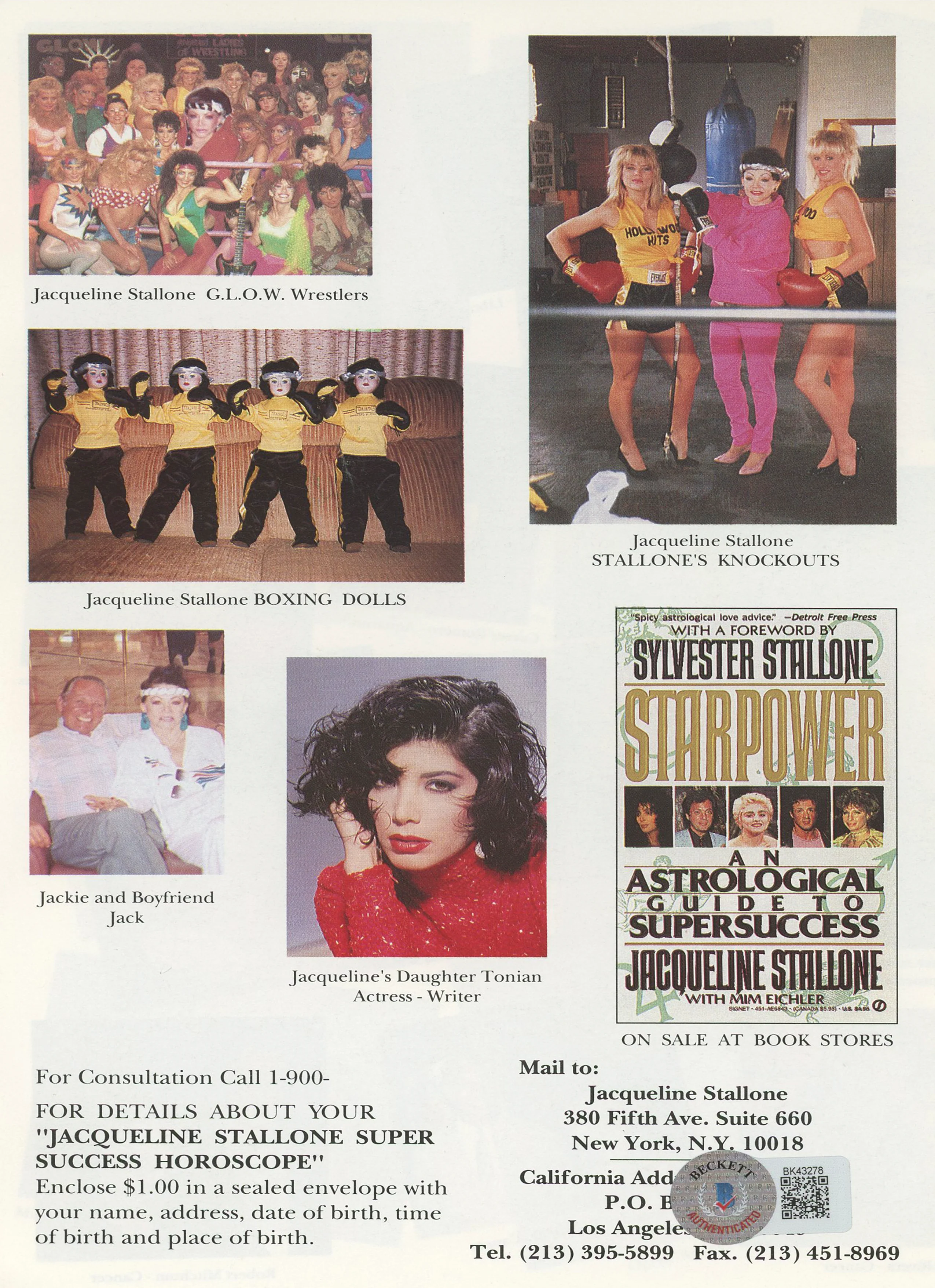 Jacqueline Stallone Astrologer Signed 5.5x8.5 Magazine Page BAS #BK43278 - Image 3