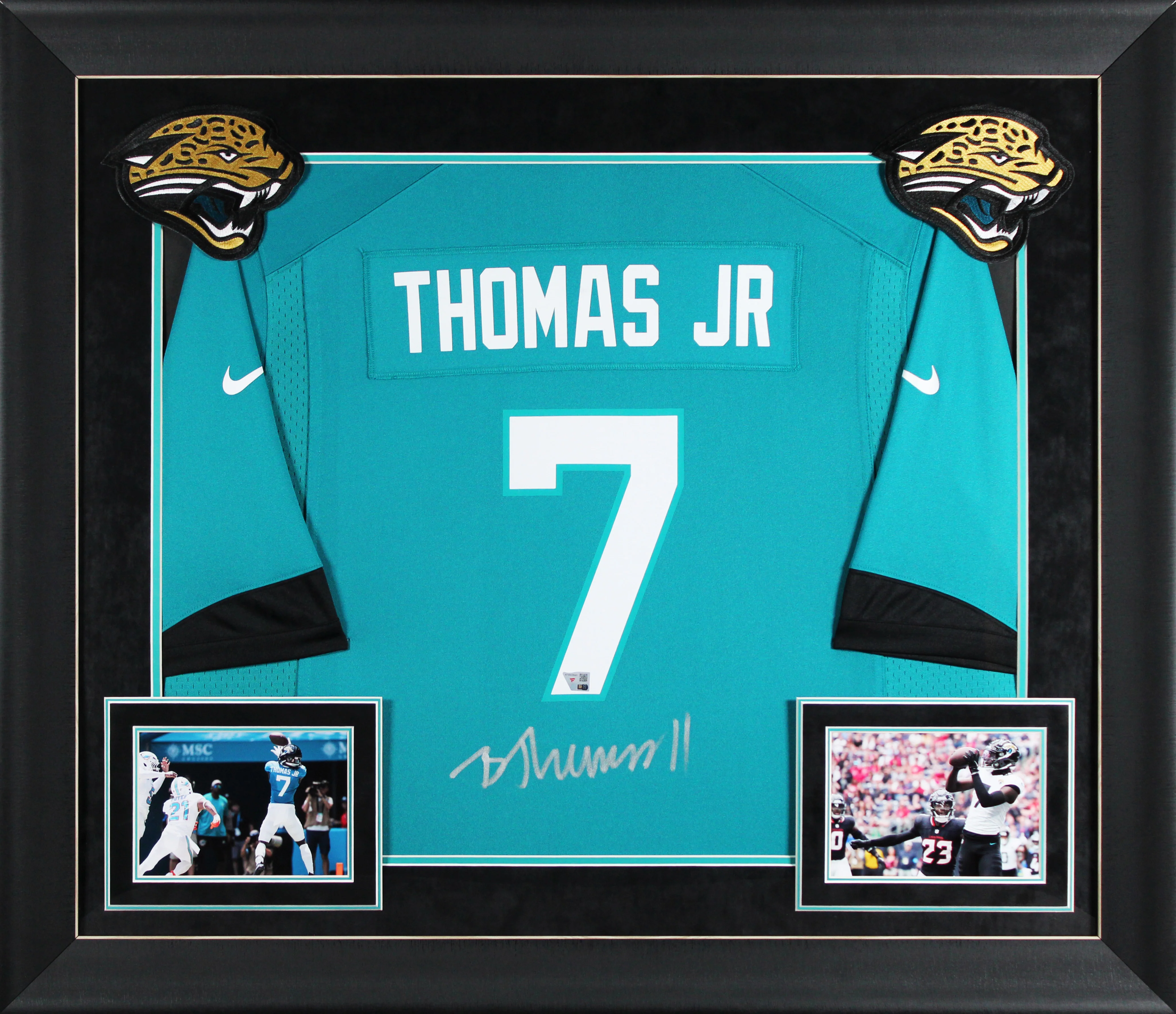 Jaguars Brian Thomas Jr. Authentic Signed Teal Nike Game Framed Jersey Fanatics - Image 2