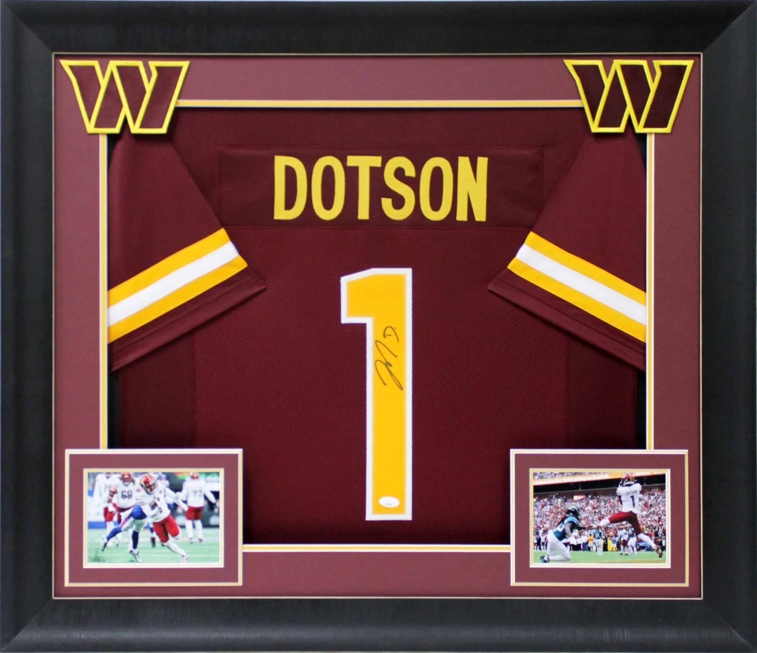 Jahan Dotson Authentic Signed Maroon Pro Style Framed Jersey w/ Yellow #'s JSA - Image 2