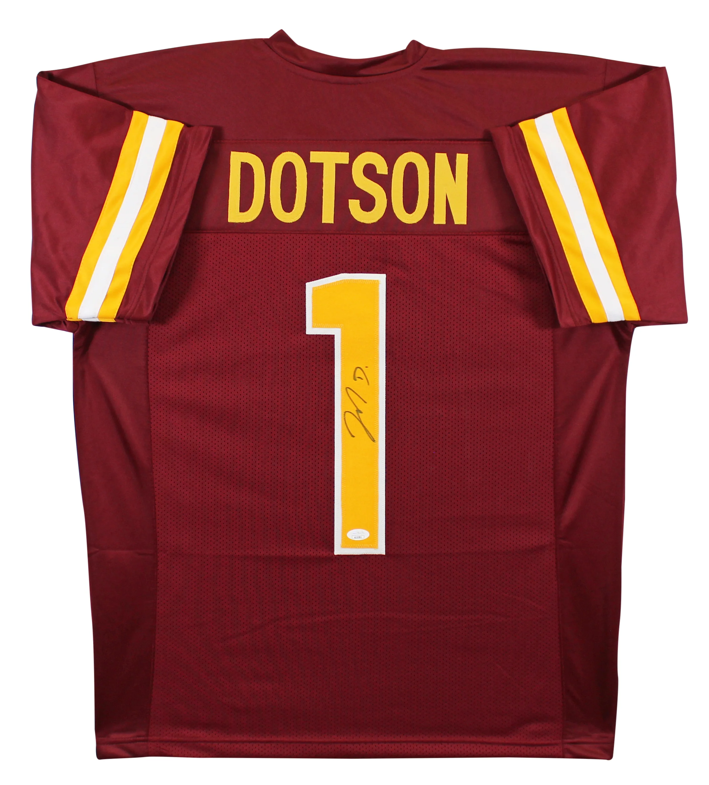 Jahan Dotson Authentic Signed Maroon Pro Style Jersey w/ Yellow #'s JSA - Image 2